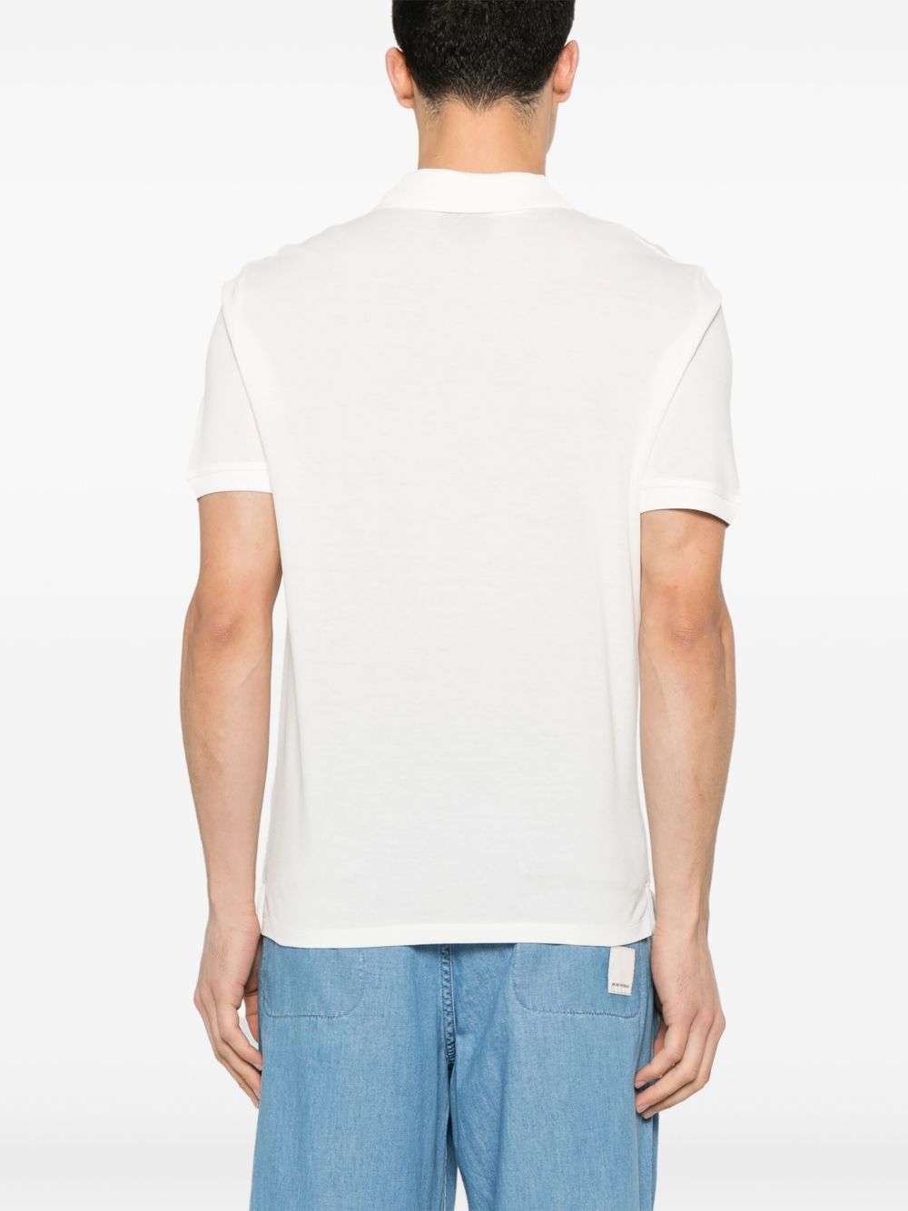 EMPORIO ARMANI Classic Cotton Polo Shirt with Front Button Placket - Men's