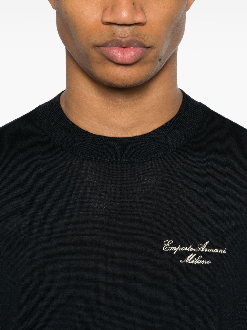 EMPORIO ARMANI Wool Blend Crew Neck Sweater for Men