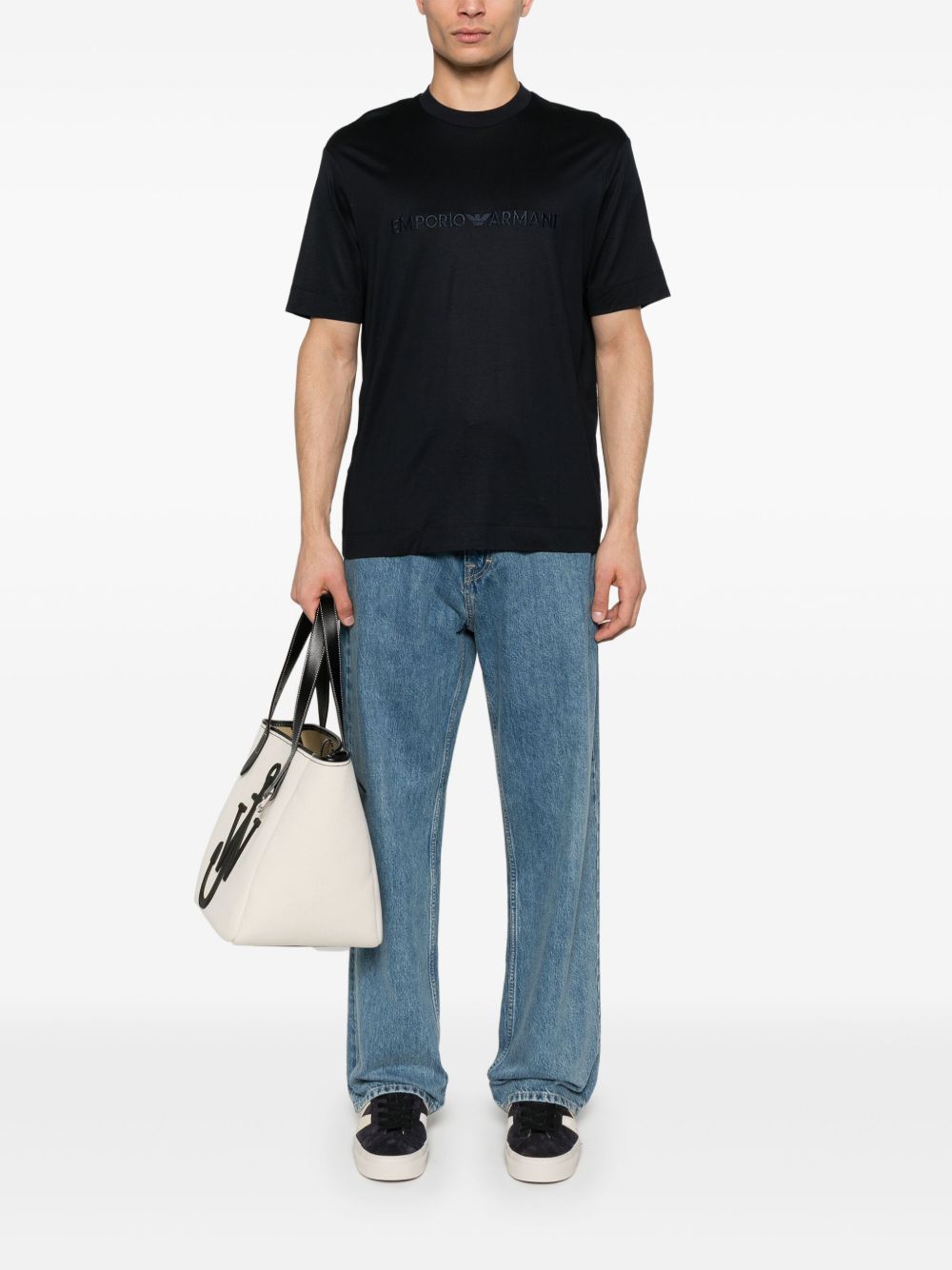 EMPORIO ARMANI Men's Embroidered Logo Crew Neck T-Shirt