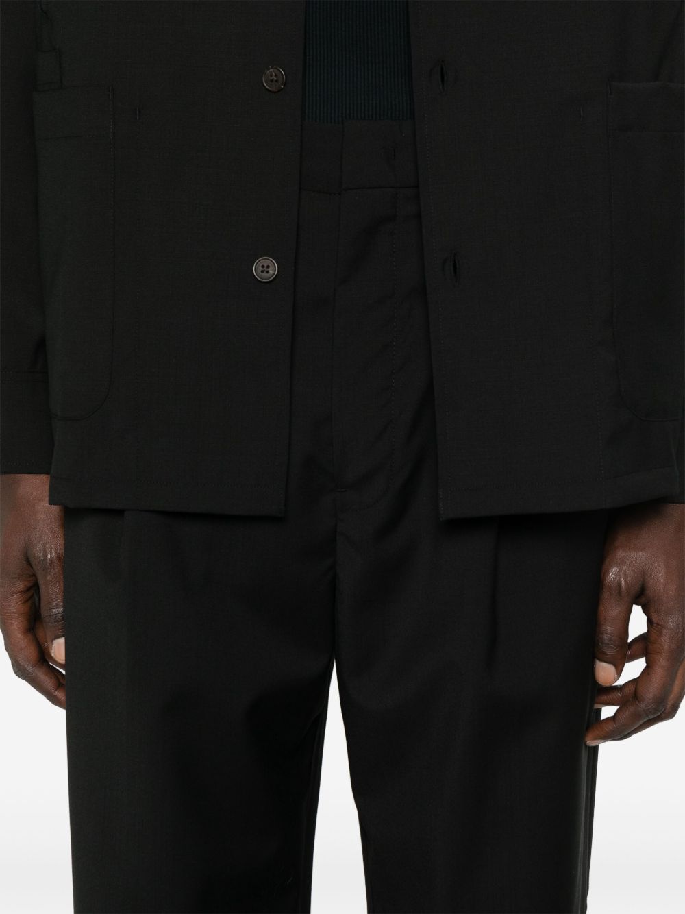 E'CLAT Men's Wool Trousers with Concealed Fastening