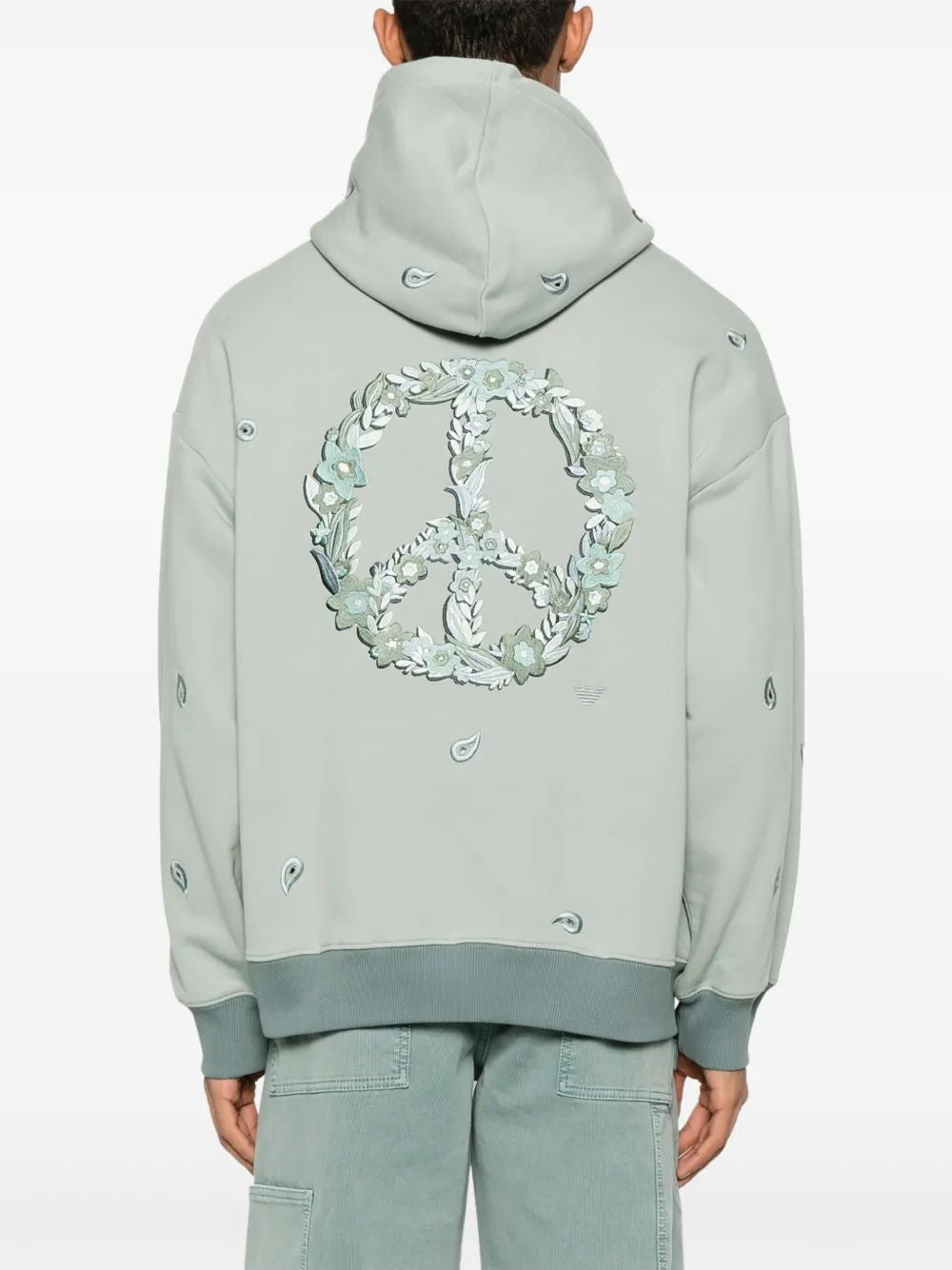 EMPORIO ARMANI Organic Cotton Hoodie with All-Over Motif for Men