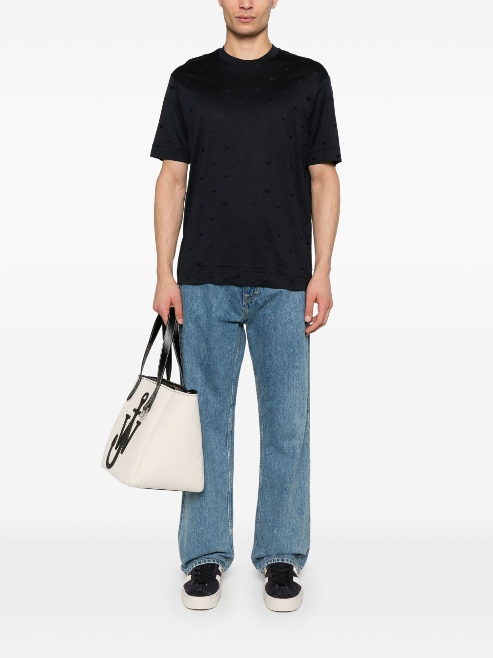 EMPORIO ARMANI Allover Logo Crew Neck T-Shirt for Men