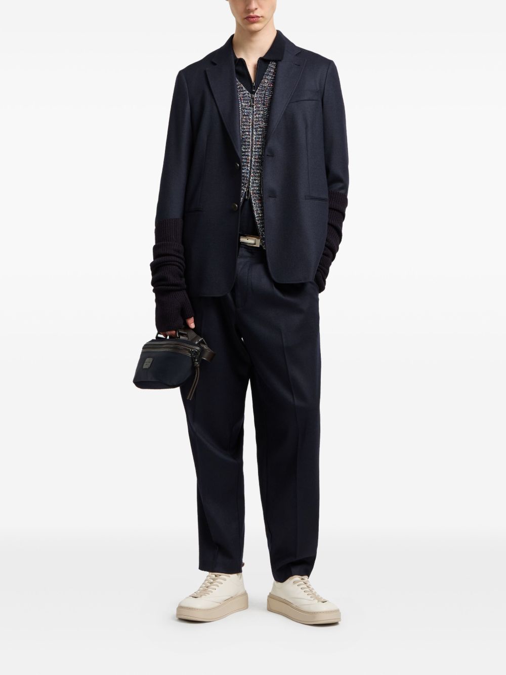 EMPORIO ARMANI Men's Half-Zip Wool Polo Shirt