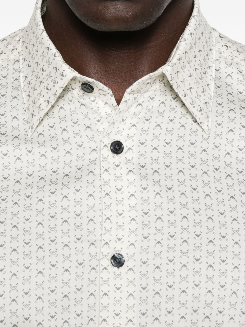 EMPORIO ARMANI Geometric Pattern Long Sleeve Cotton Shirt