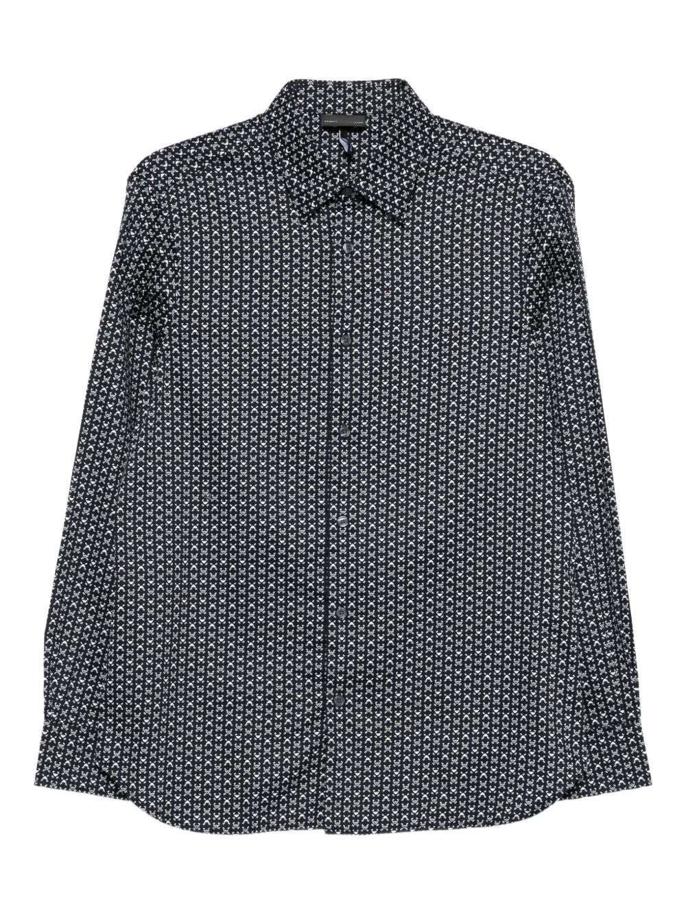 EMPORIO ARMANI Geometric Print Long Sleeve Cotton Shirt for Men