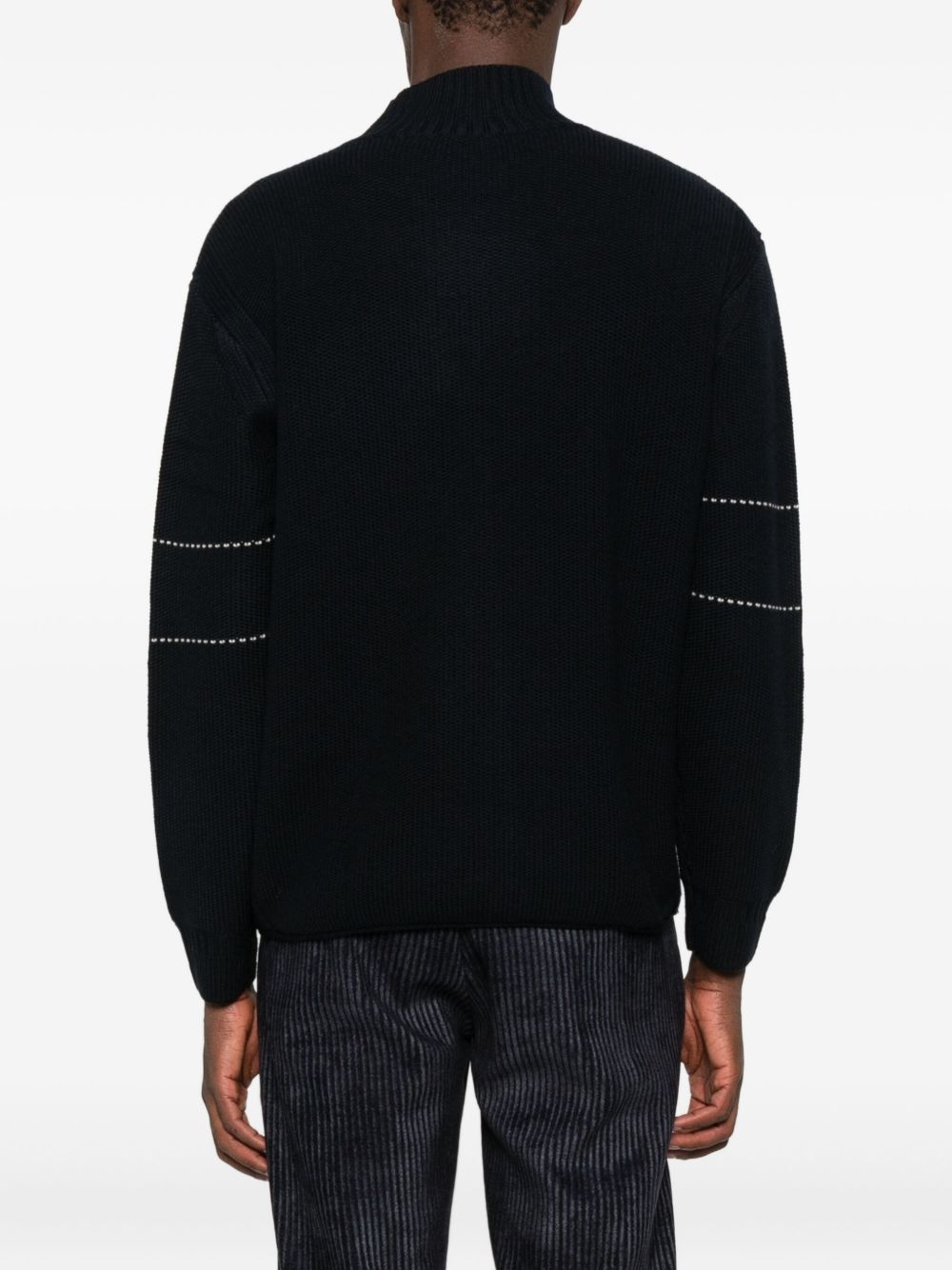 EMPORIO ARMANI Wool Crewneck Jumper with Horizontal Stripe Detail - FW25