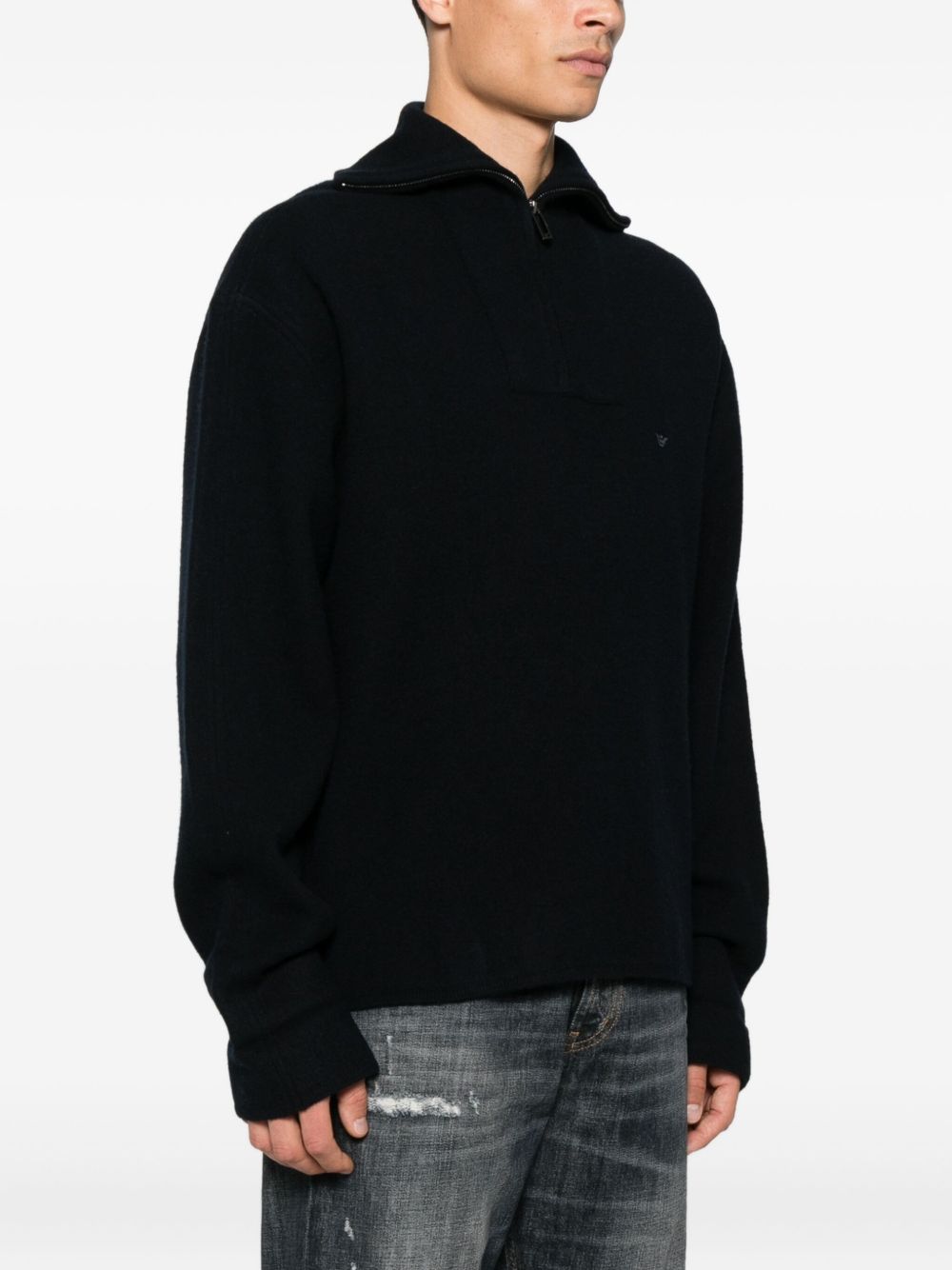 EMPORIO ARMANI Half Zip Turtle Neck Sweater for Men