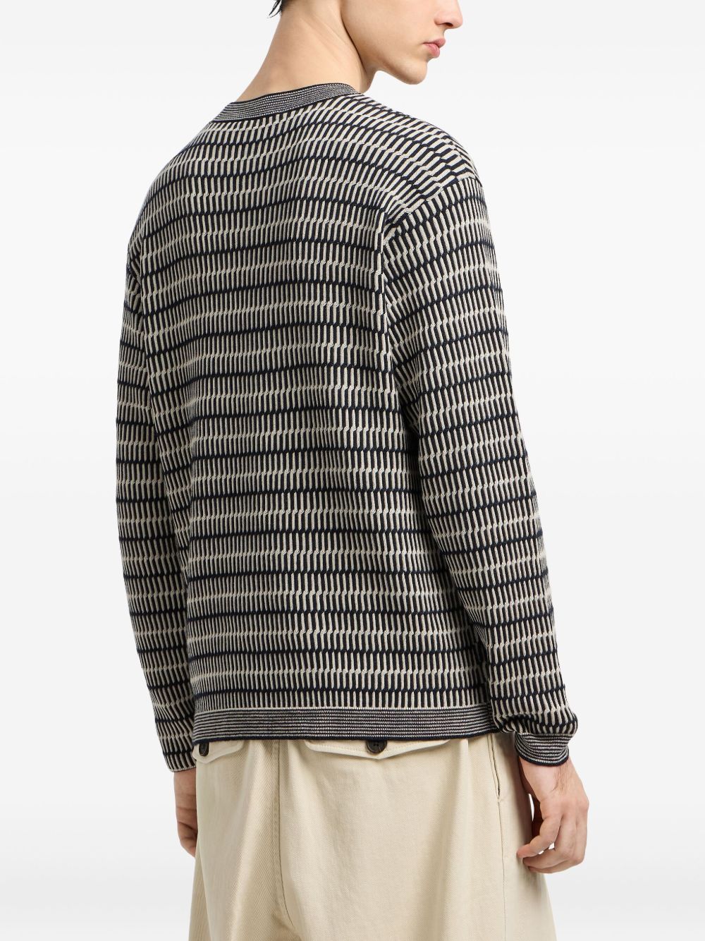 EMPORIO ARMANI Wool Crewneck Jumper for Men - Geometric Pattern