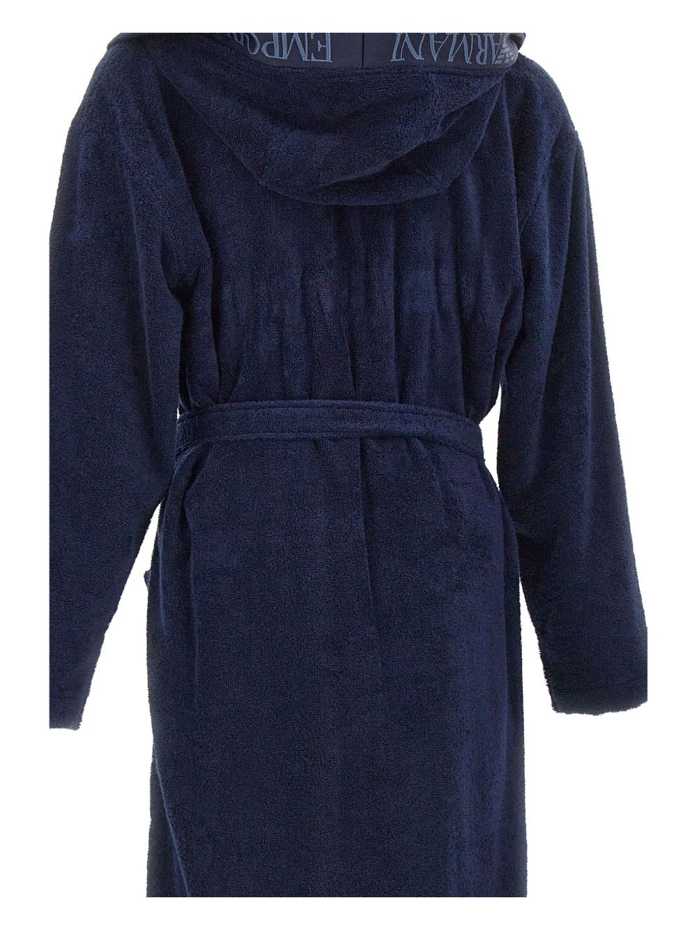 EMPORIO ARMANI Jacquard Trim Hooded Robe for Men