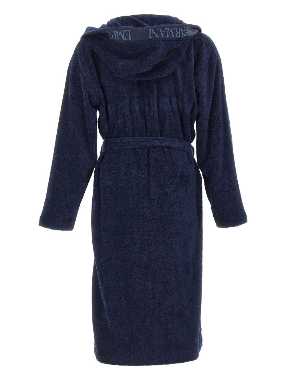 EMPORIO ARMANI Jacquard Trim Hooded Robe for Men