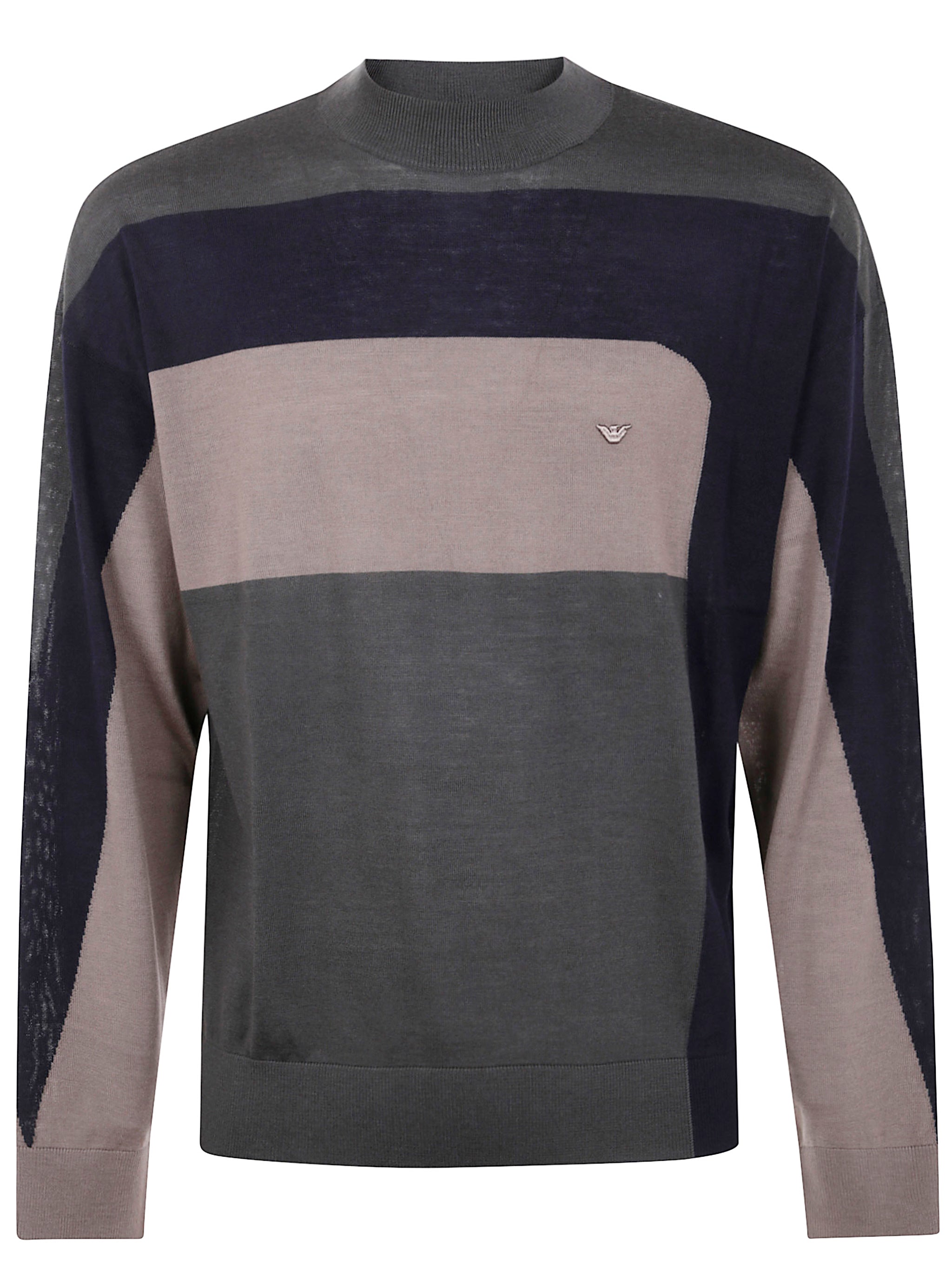 EMPORIO ARMANI Round Neck Tricolor Sweater - FW25 Edition