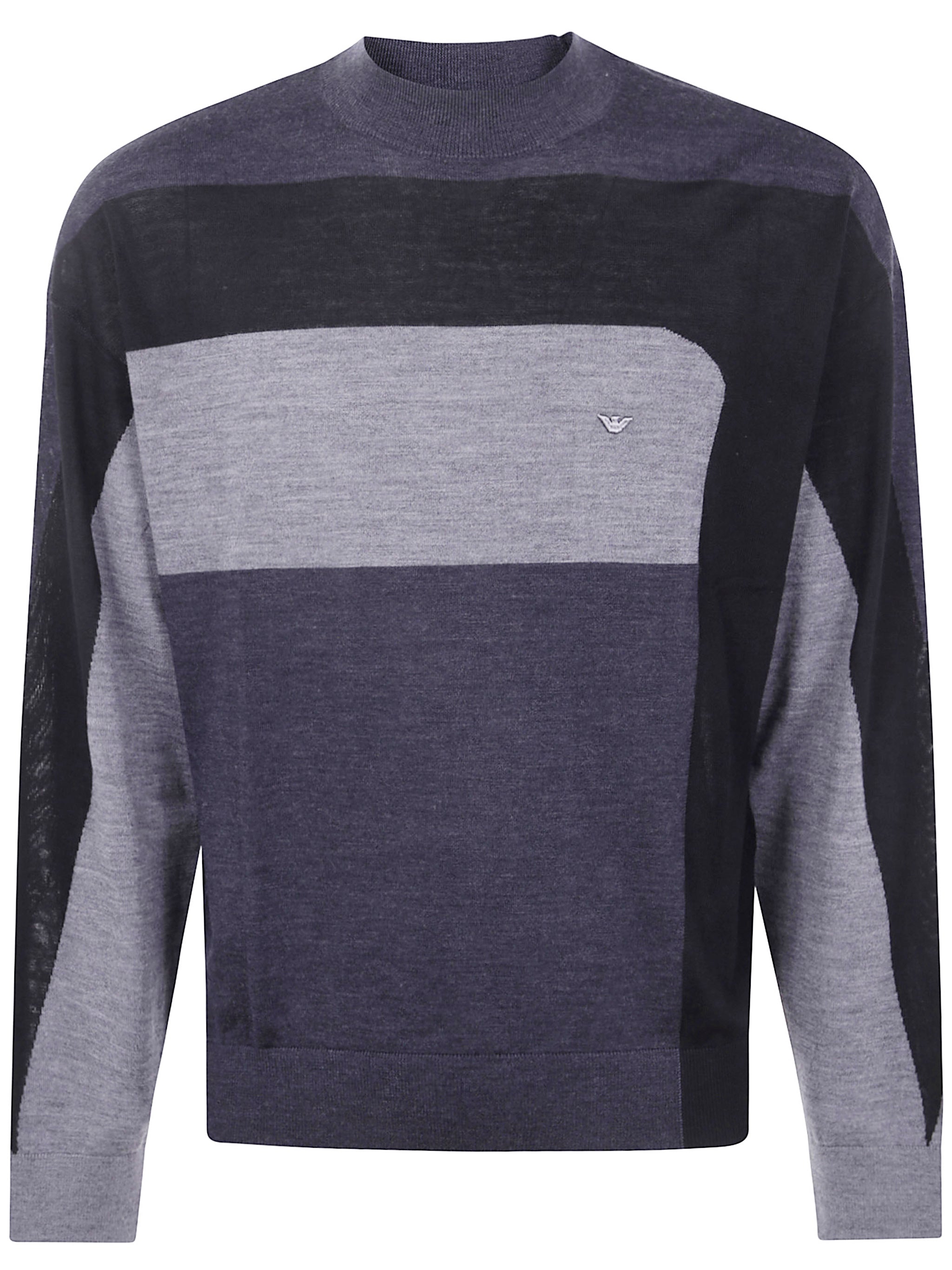 EMPORIO ARMANI Round Neck Tricolor Sweater for Men