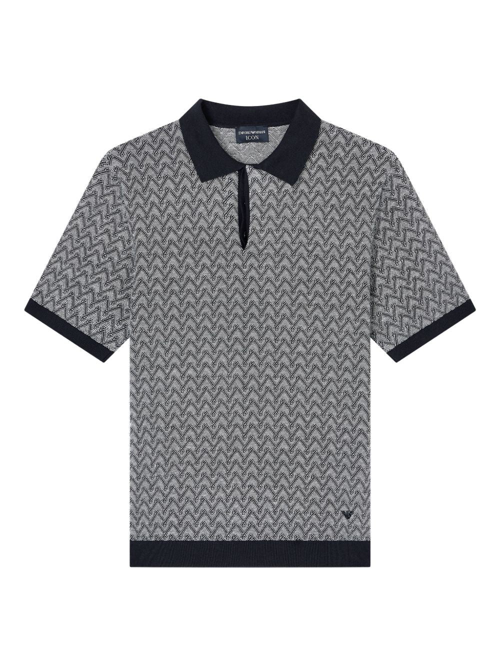 EMPORIO ARMANI Chevron Pattern Cotton Polo Shirt
