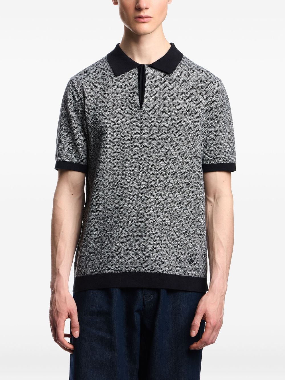 EMPORIO ARMANI Chevron Pattern Cotton Polo Shirt
