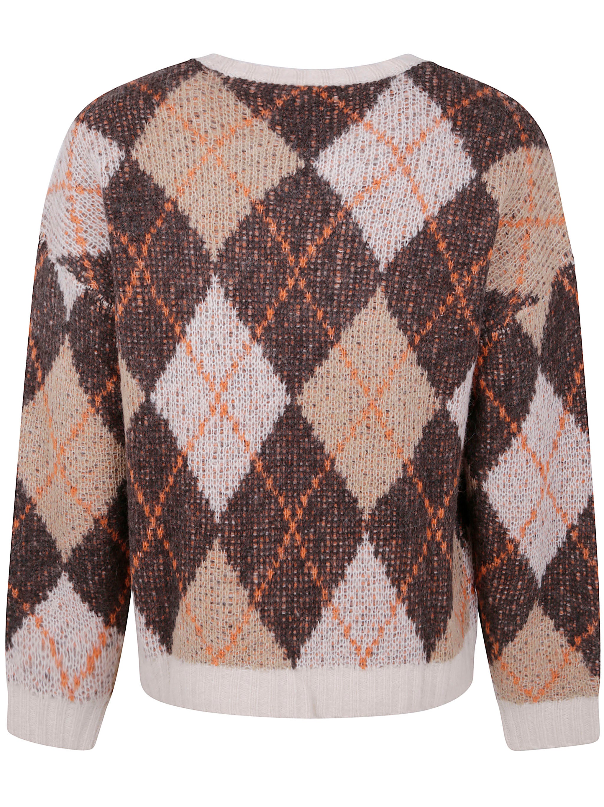 EMPORIO ARMANI Oversized Recycled Wool Argyle Sweater - Size L