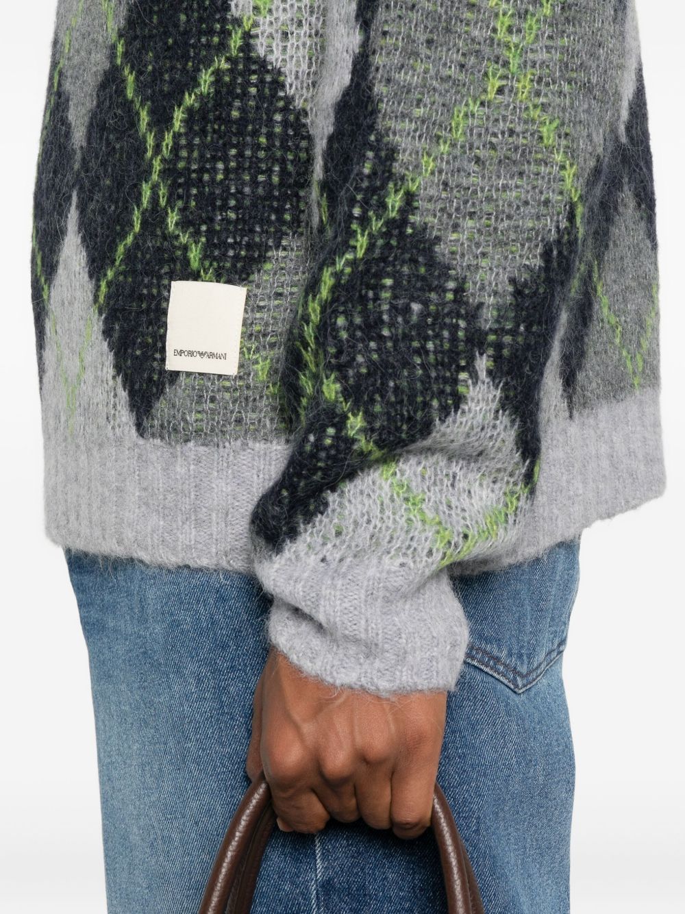 EMPORIO ARMANI Wool Blend Pullover with Check Motif for Men