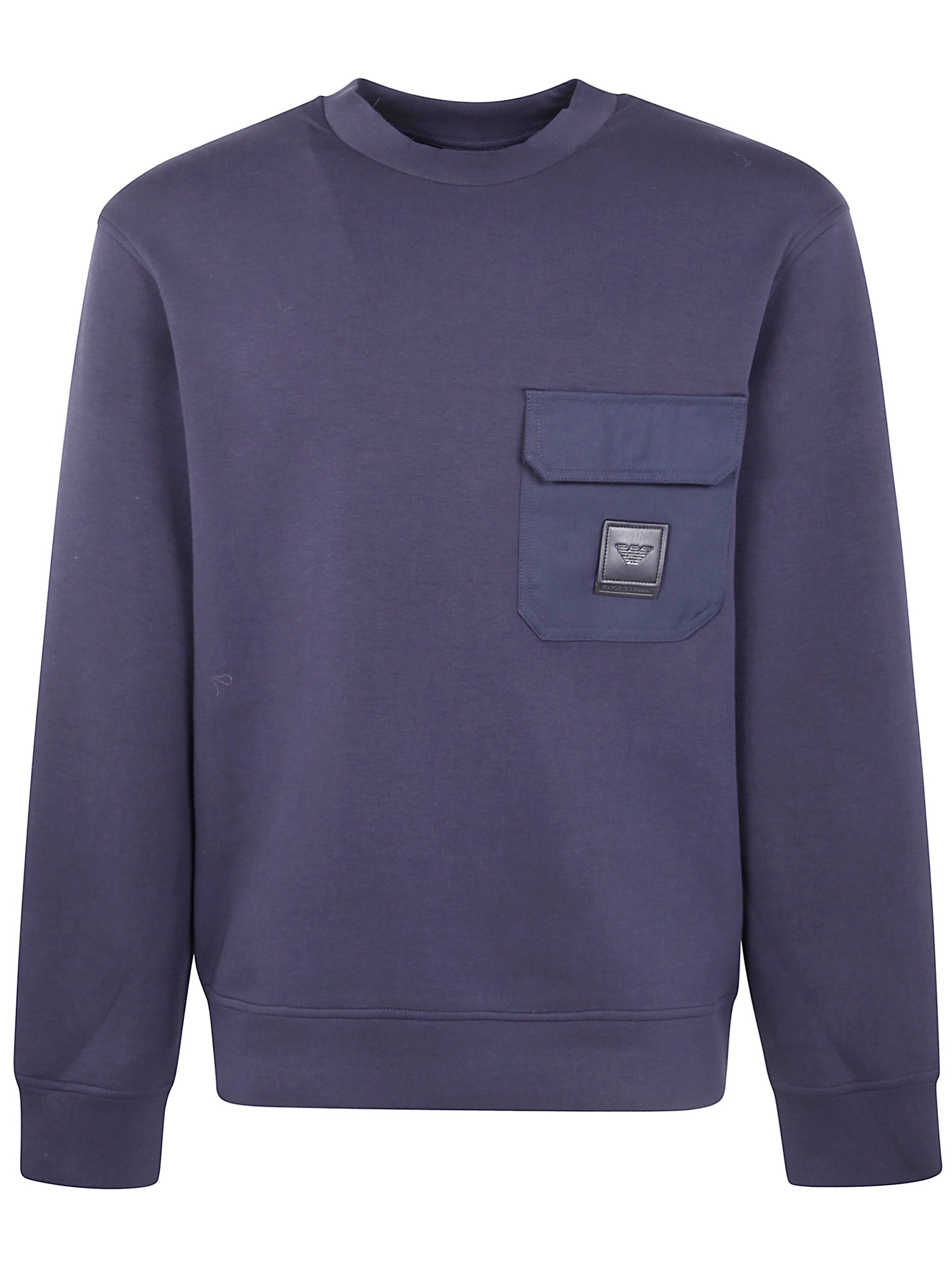 EMPORIO ARMANI Round Neck Pocket Sweatshirt for Men - FW25 Collection