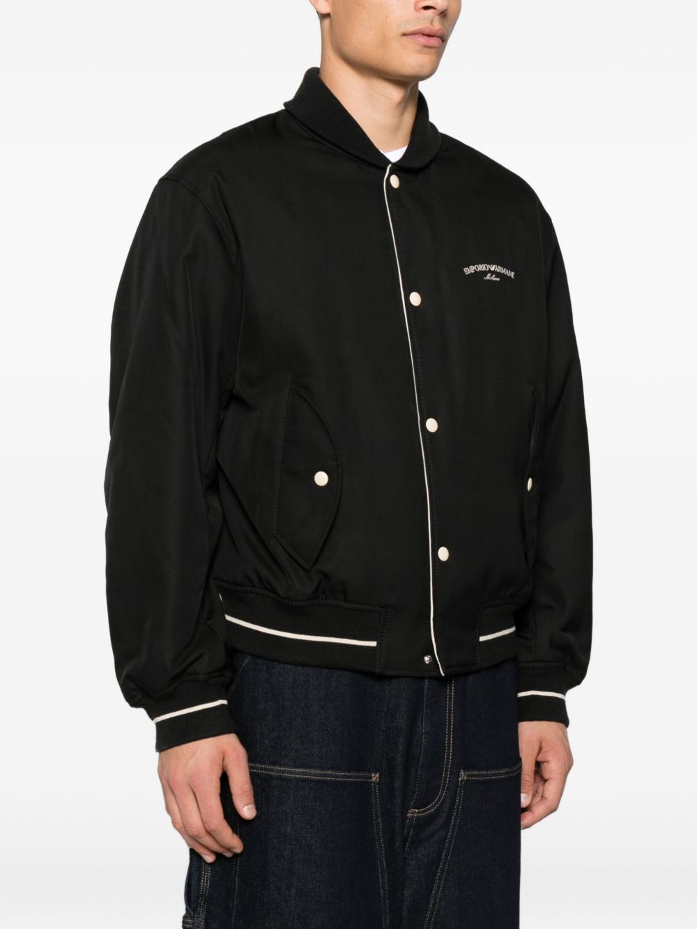 EMPORIO ARMANI Nylon Bomber Jacket with Embroidered Logo