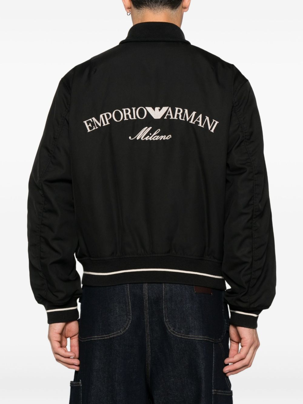 EMPORIO ARMANI Nylon Bomber Jacket with Embroidered Logo