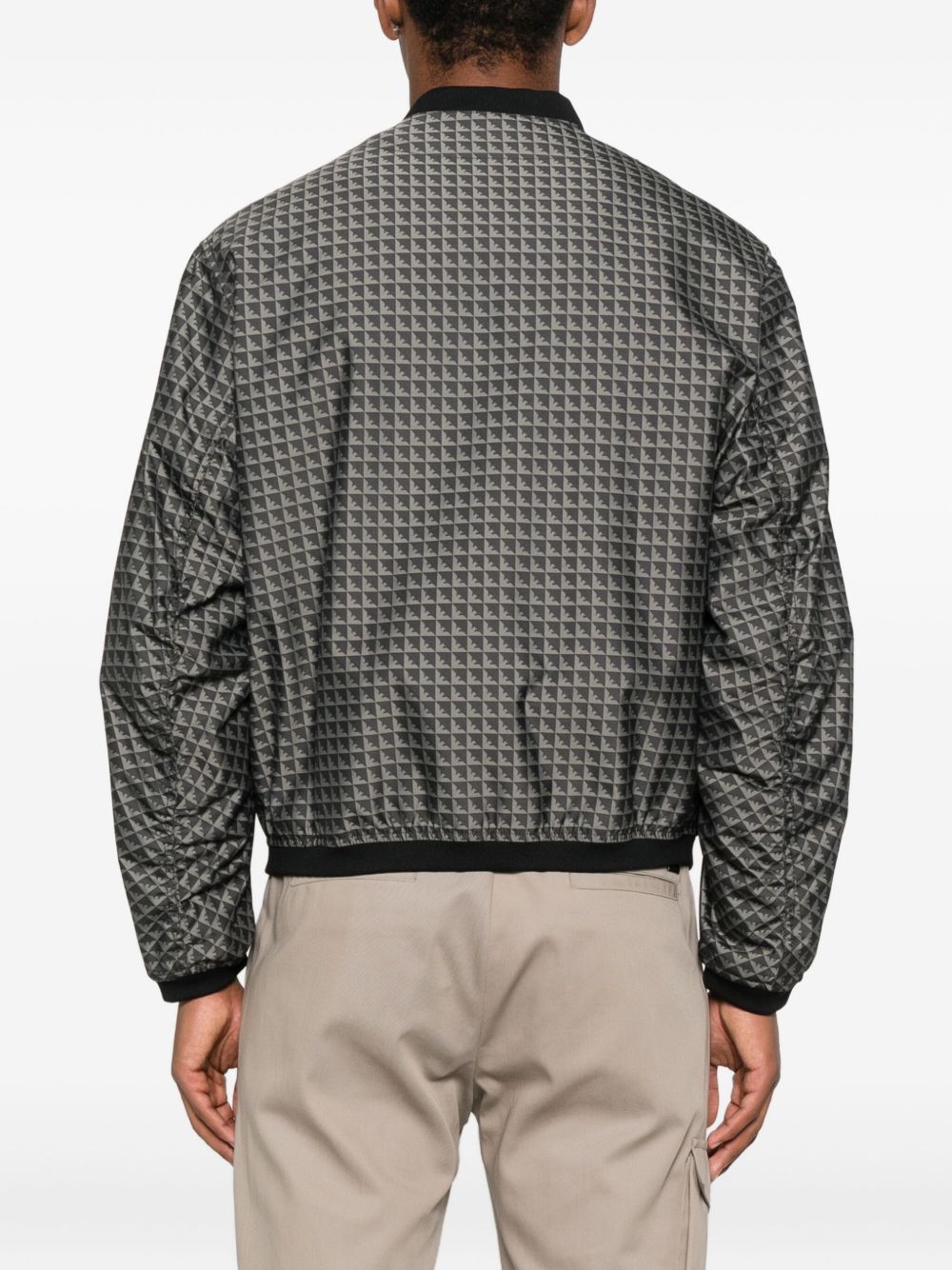 EMPORIO ARMANI Men's Black Eagle Pattern Coat with Zip Front