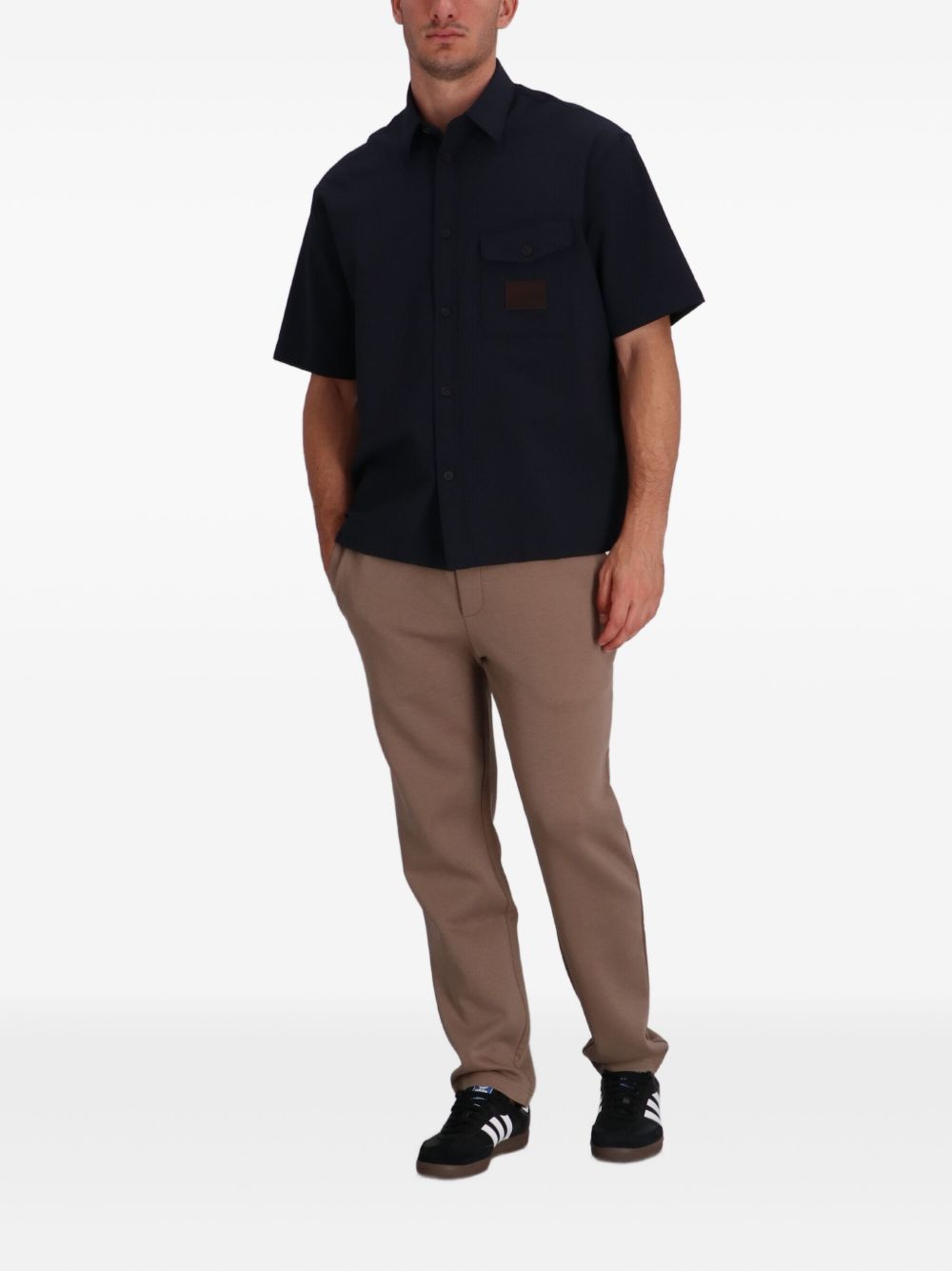 EMPORIO ARMANI Nylon Short Sleeve Button-Up Shirt