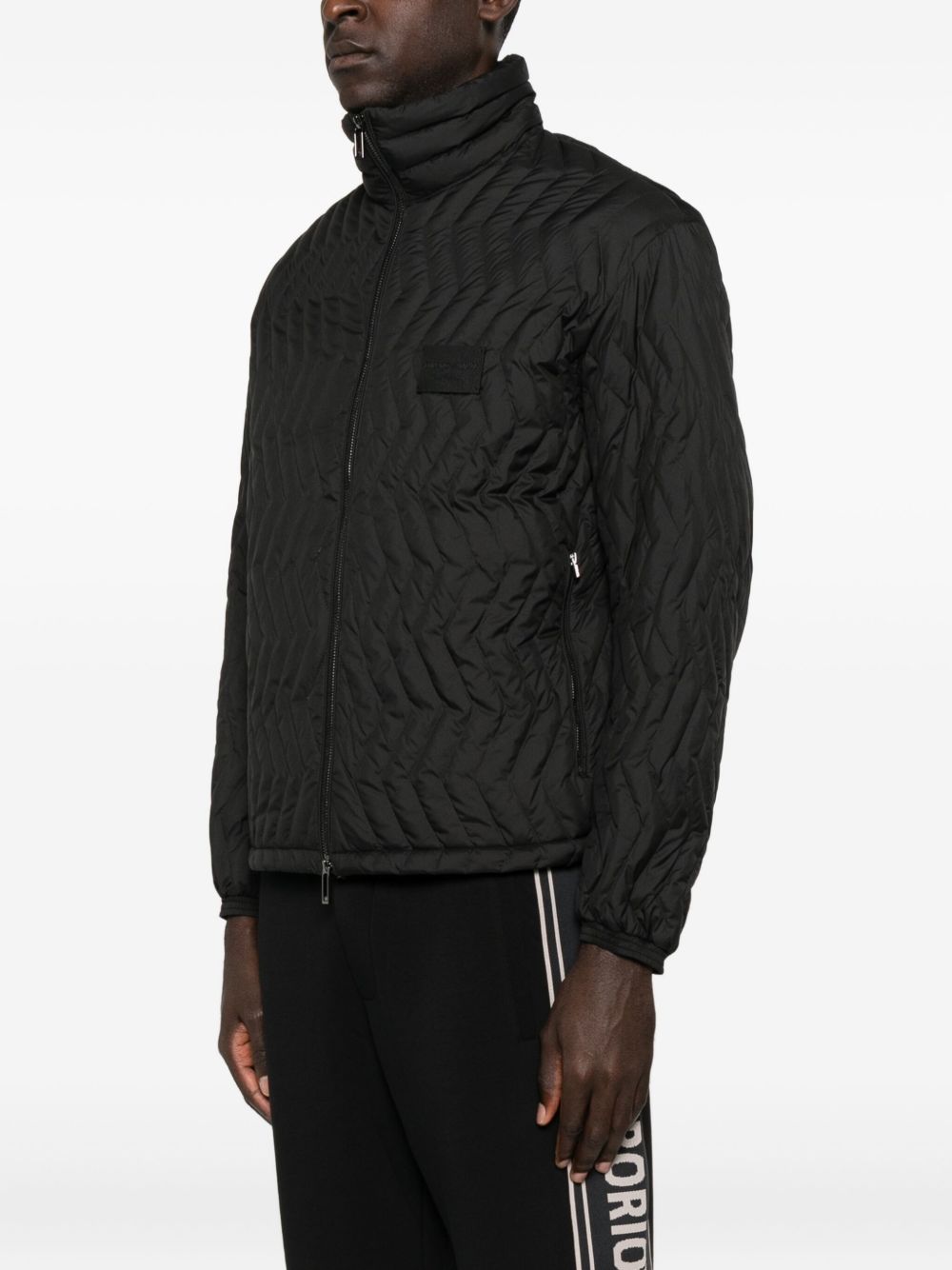 EMPORIO ARMANI Chevron Quilted High Neck Down Jacket for Men