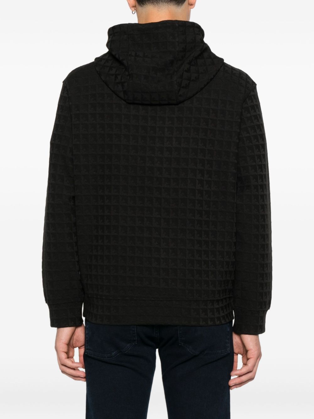 EMPORIO ARMANI Quilted Texture Men's Cotton Blend Hoodie