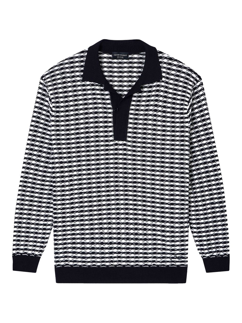 EMPORIO ARMANI Geometric Pattern Wool V-Necked Sweater for Men