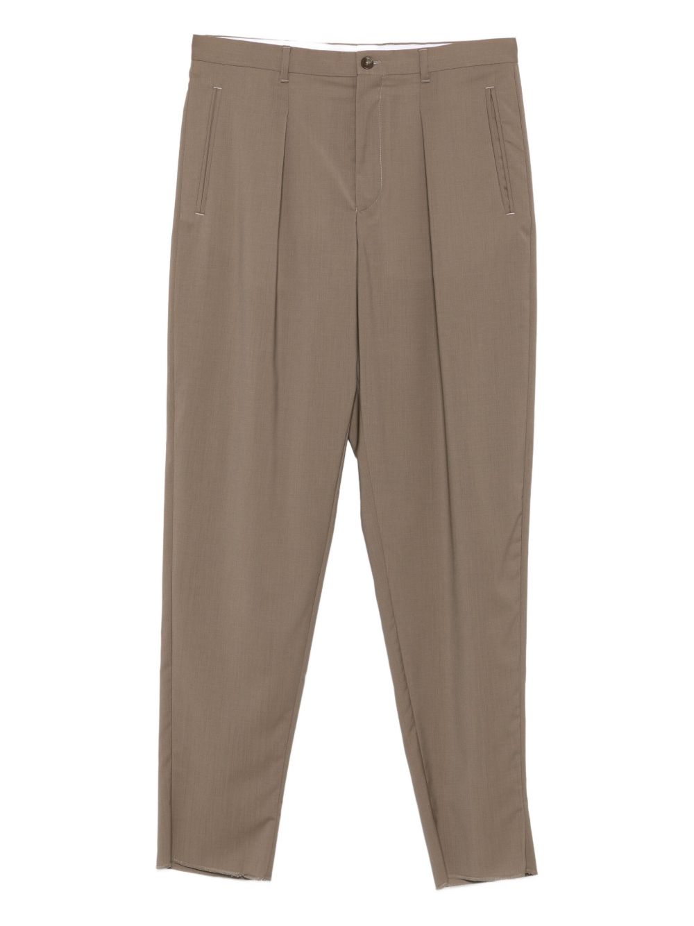 EMPORIO ARMANI Silk-Blend Pleated Trousers for Men