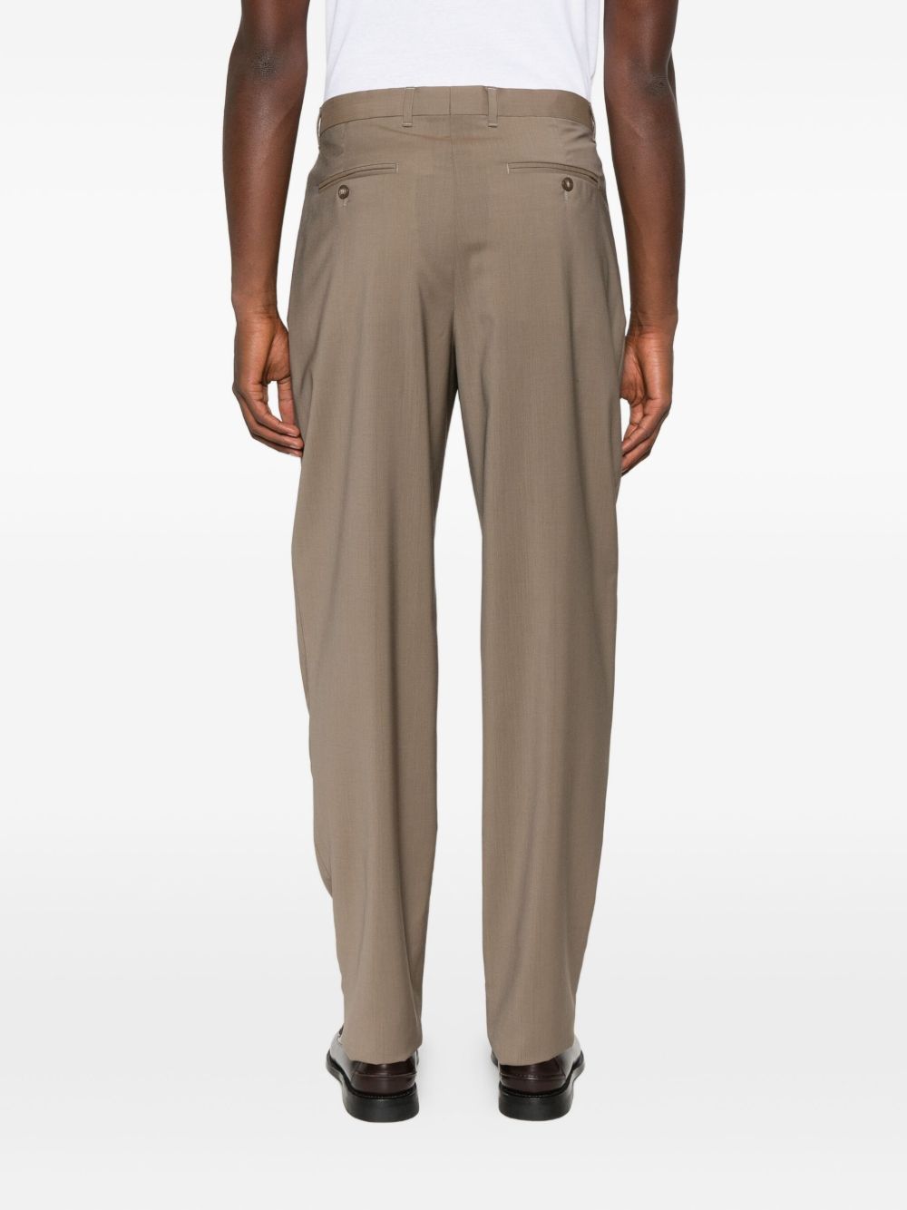 EMPORIO ARMANI Silk-Blend Pleated Trousers for Men