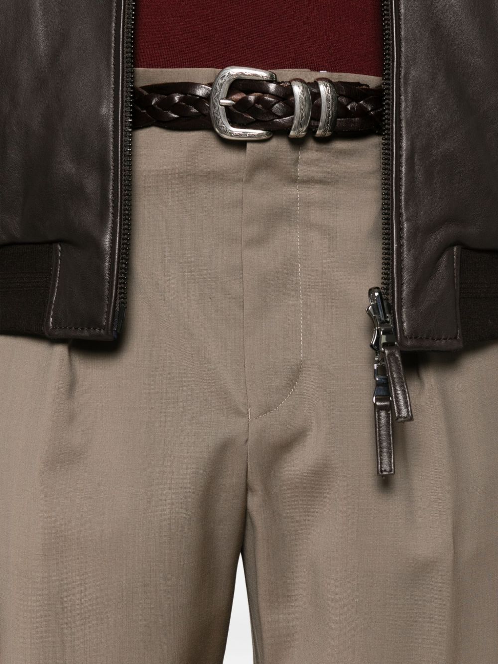 EMPORIO ARMANI Silk-Blend Pleated Trousers for Men