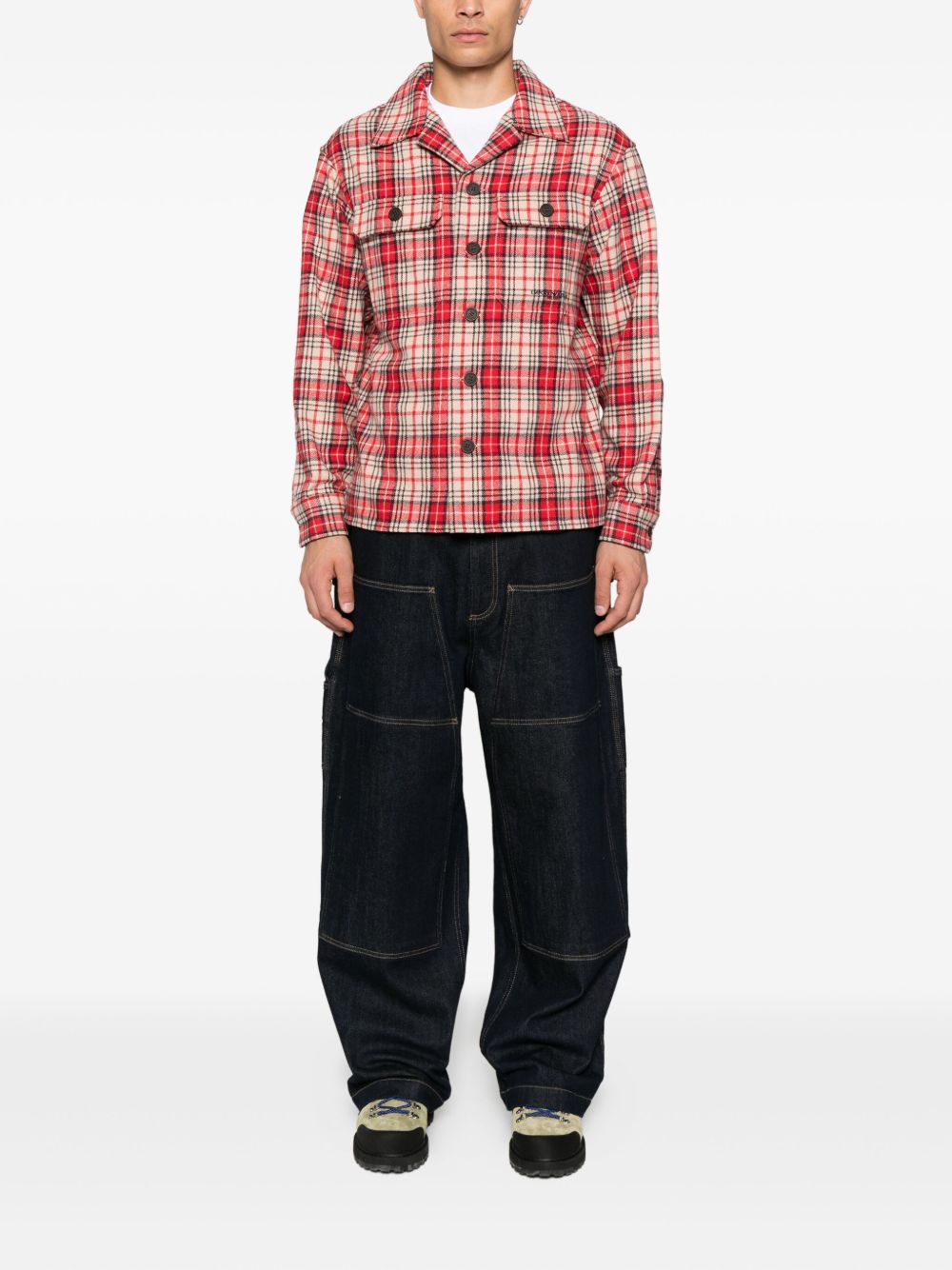 EMPORIO ARMANI Checkered Design Wool Shirt for Men - FW25