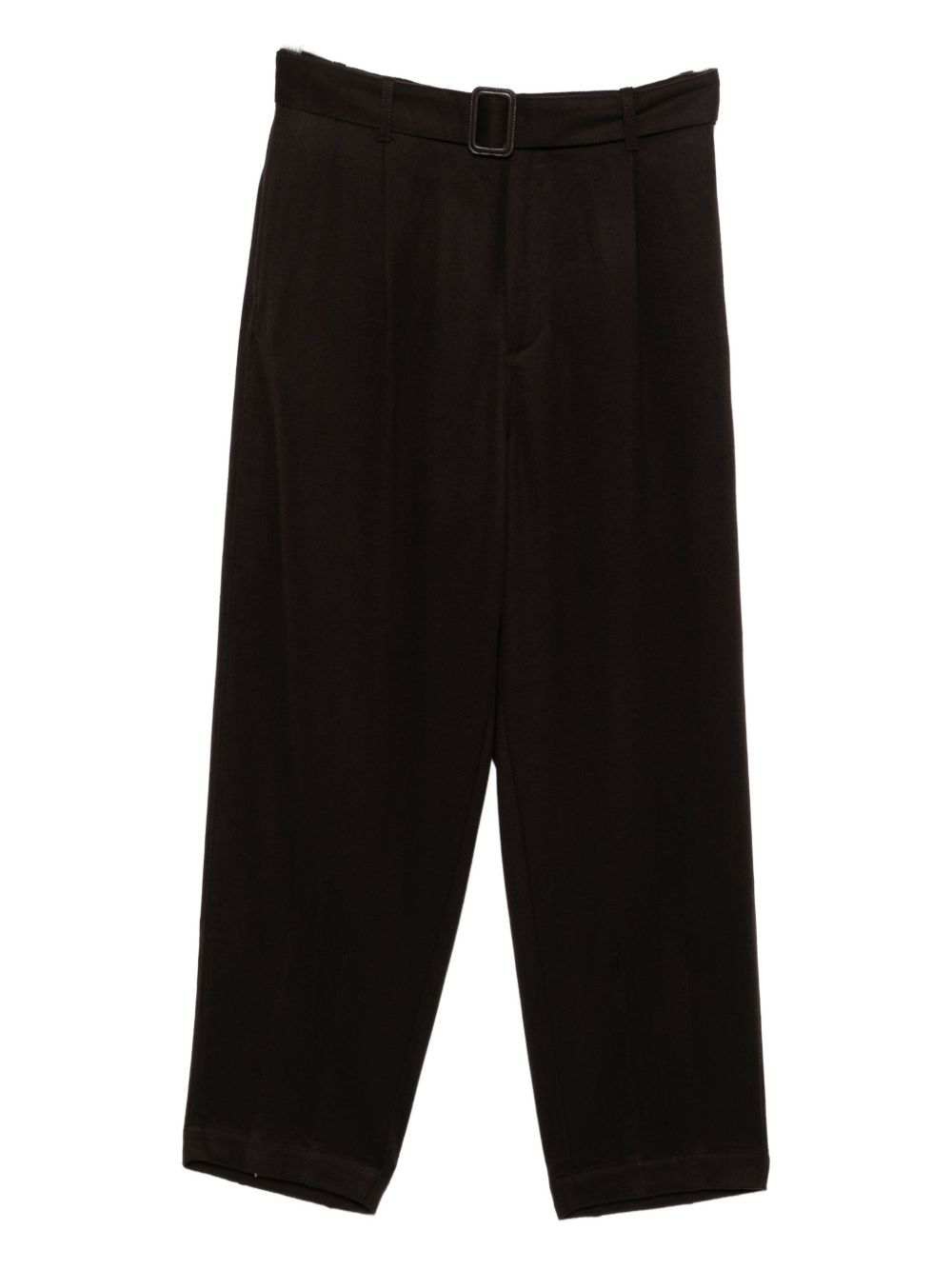 EMPORIO ARMANI Wool-Cashmere Blend Straight Leg Trousers with Belted Waist