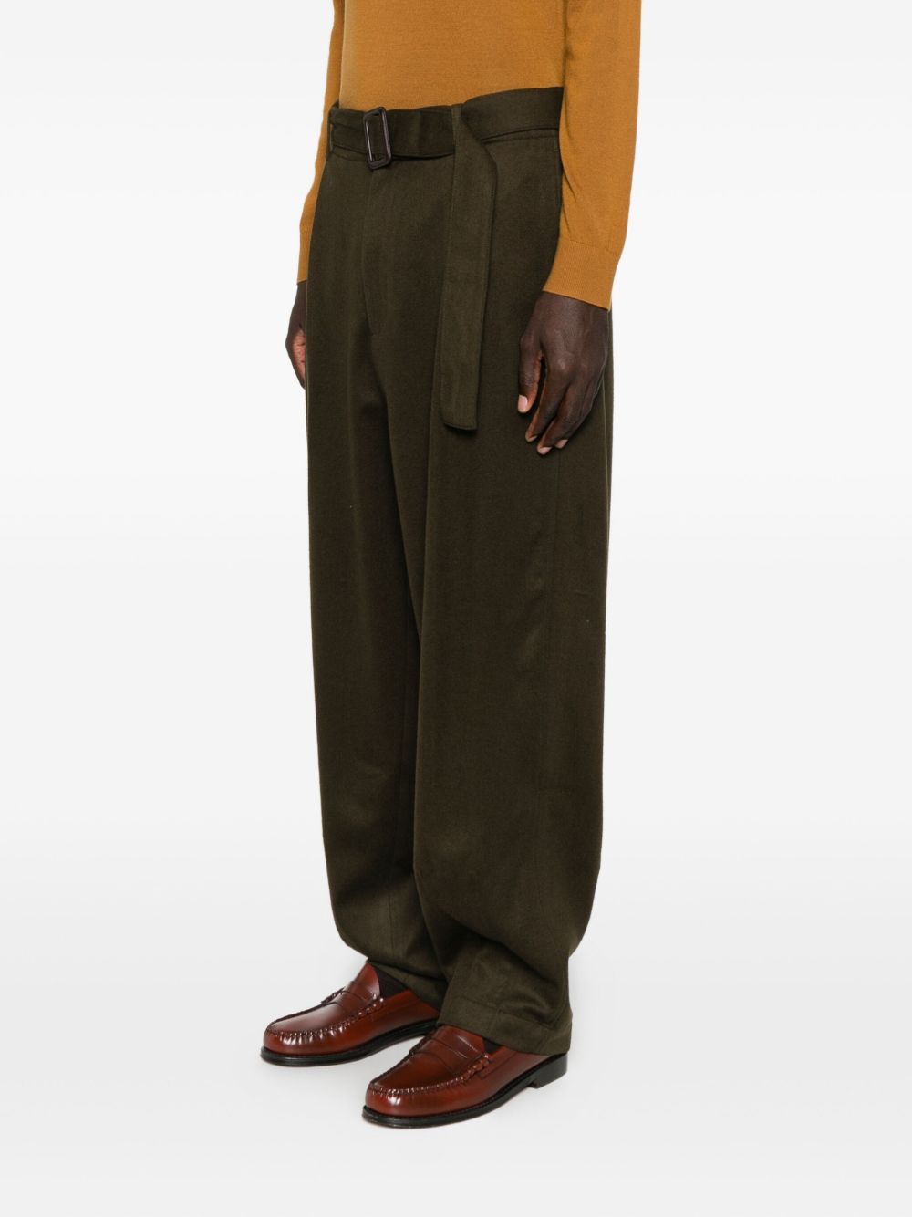 EMPORIO ARMANI Classic Wool Trousers with Pleated Design for Men - FW25