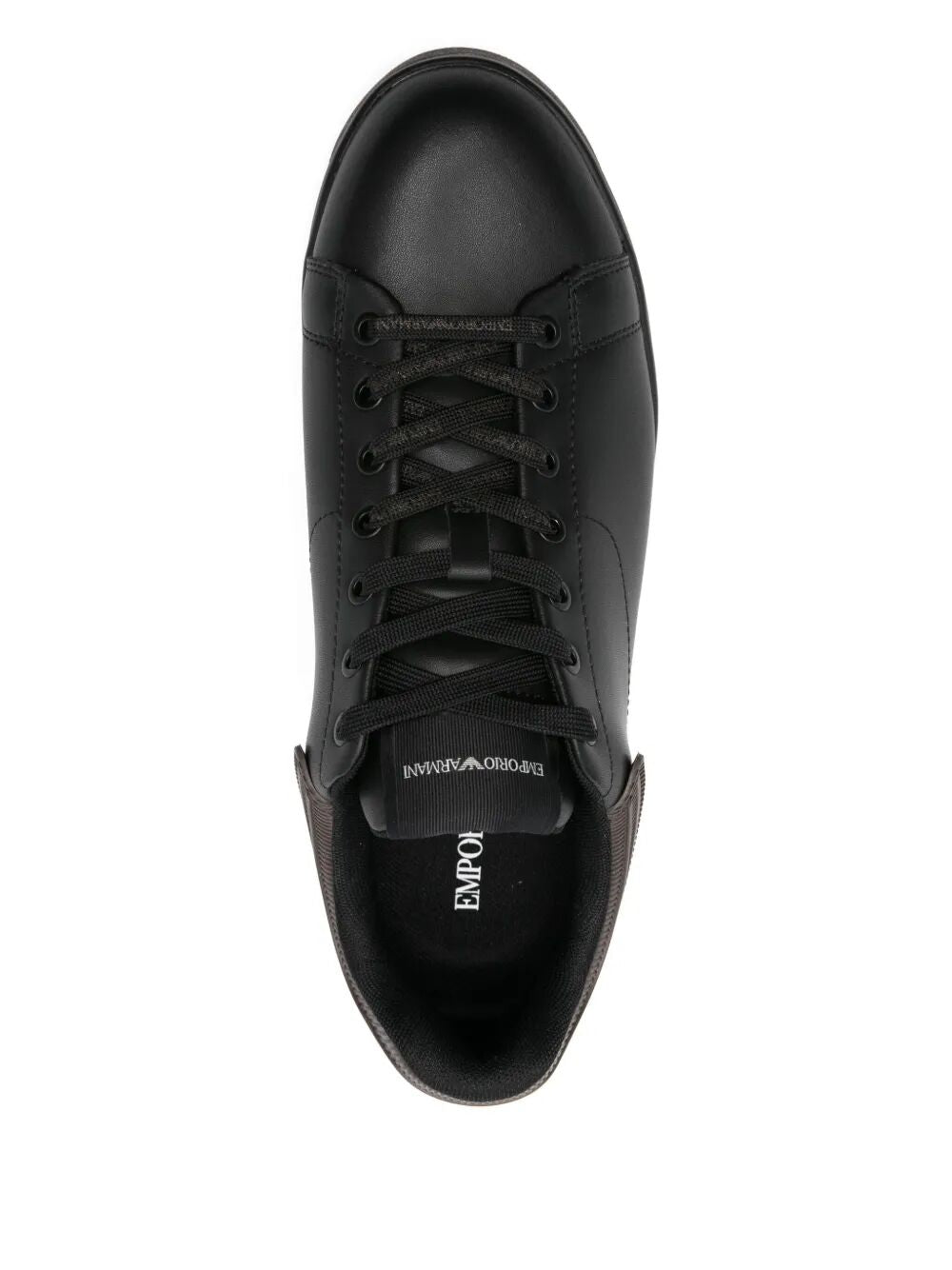 EMPORIO ARMANI Leather Ribbed Panel Sneakers - FW25 for Men