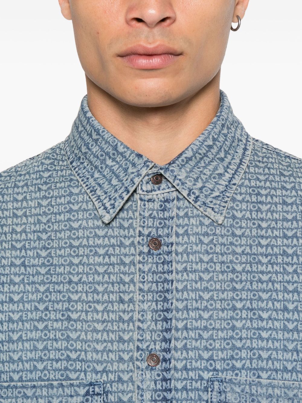 EMPORIO ARMANI Denim Cotton Shirt for Men - FW25 Collection