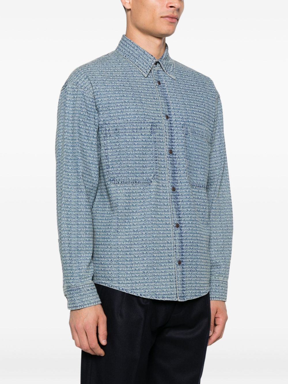 EMPORIO ARMANI Denim Cotton Shirt for Men - FW25 Collection