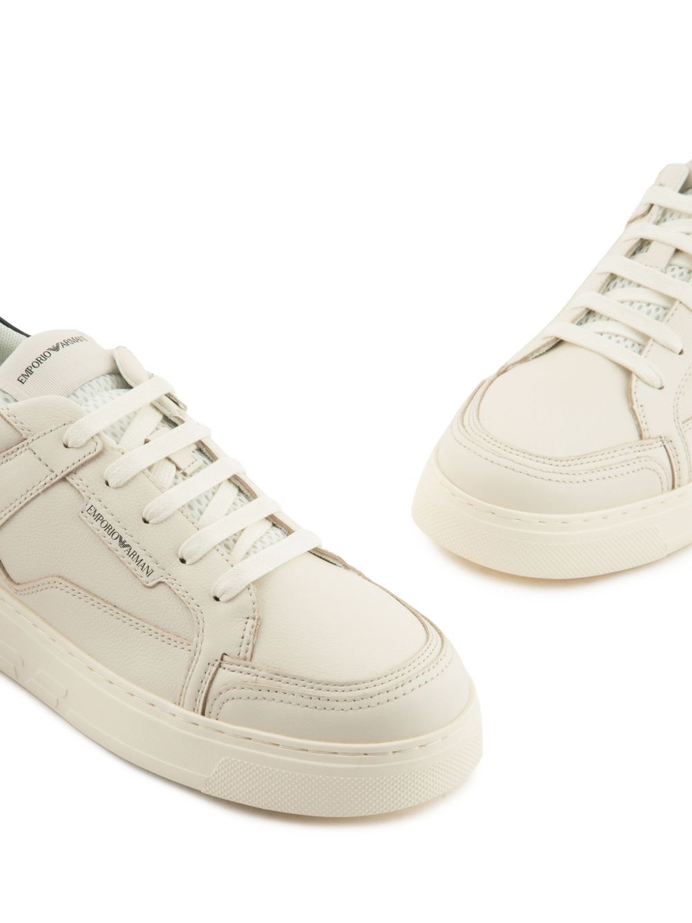 EMPORIO ARMANI Logo Leather Sneakers for Men - Size 10