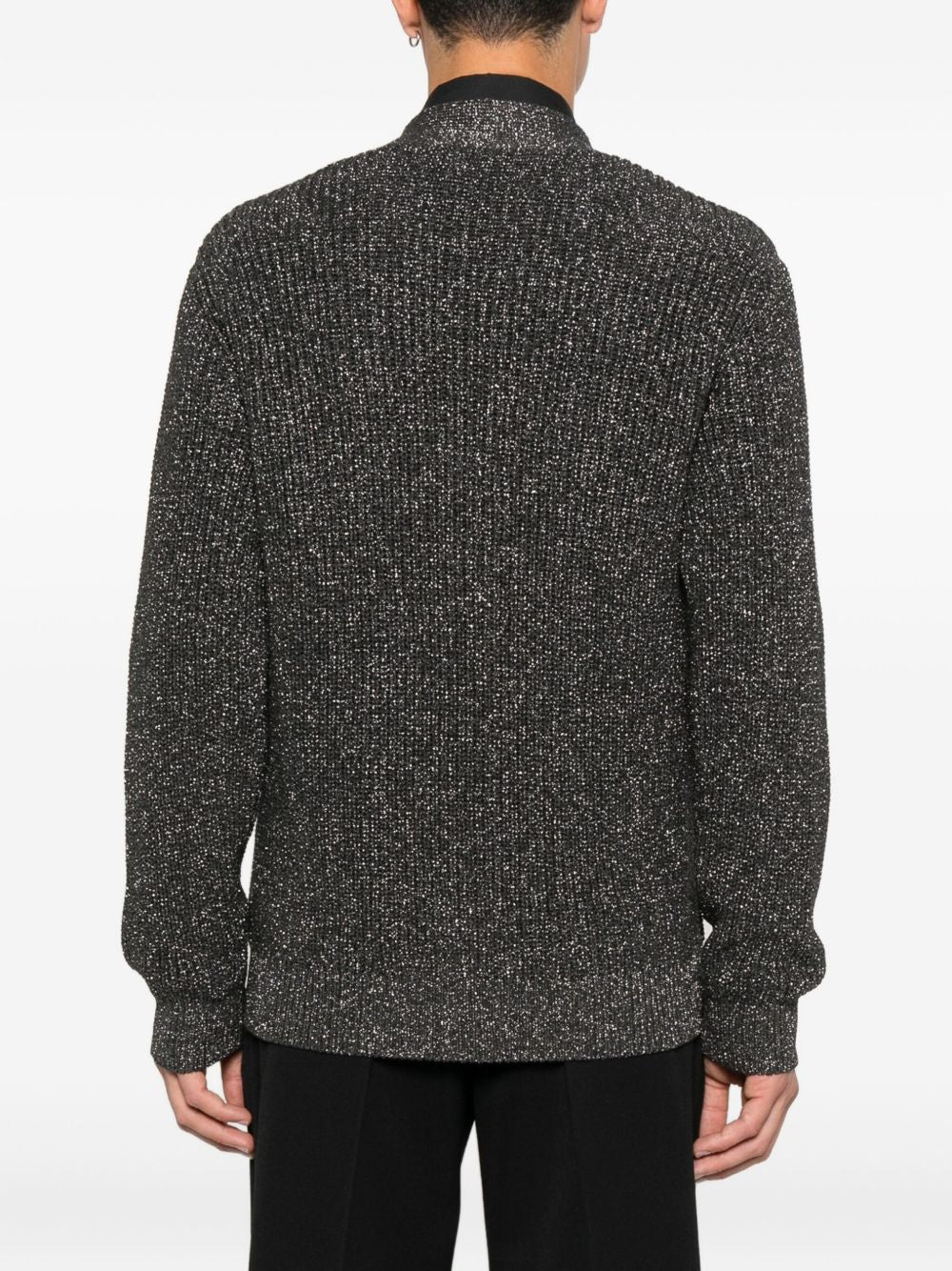 EMPORIO ARMANI Ribbed Knit Cardigan with Scarf Collar - FW25
