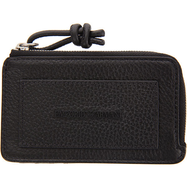 EMPORIO ARMANI Mini Leather Cardholder with Zip Coin Pocket