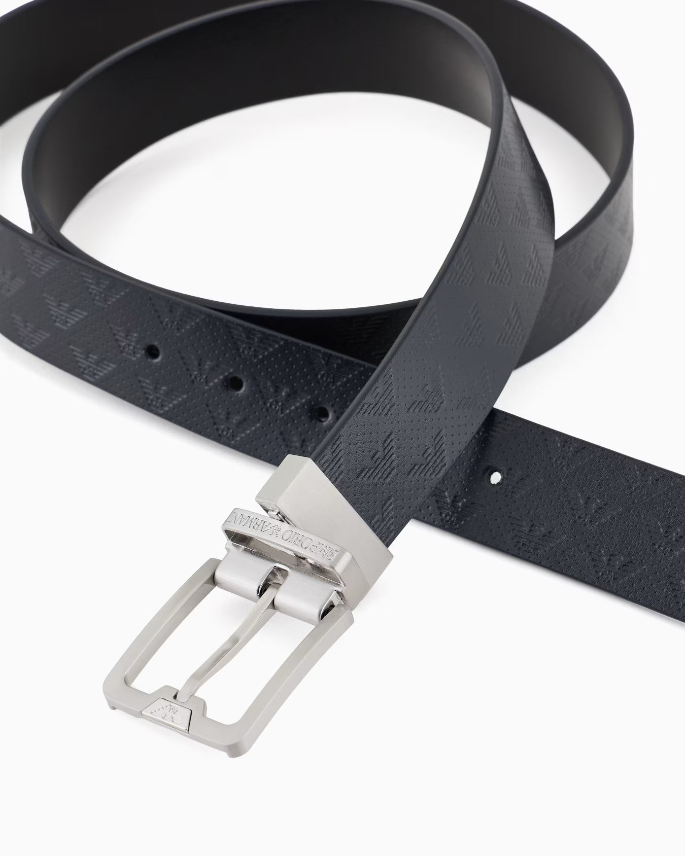 EMPORIO ARMANI Stylish Leather Belt with Eagle Design - 3.5 cm