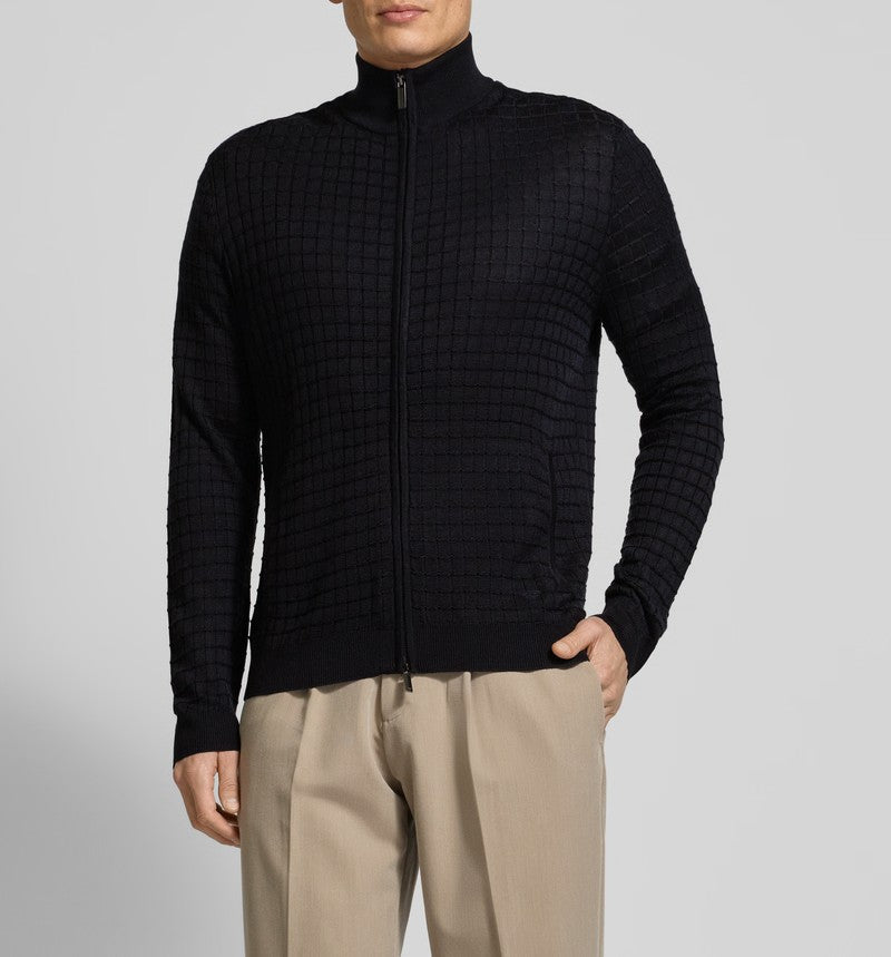 EMPORIO ARMANI Men's Slim Fit High Collar Cardigan