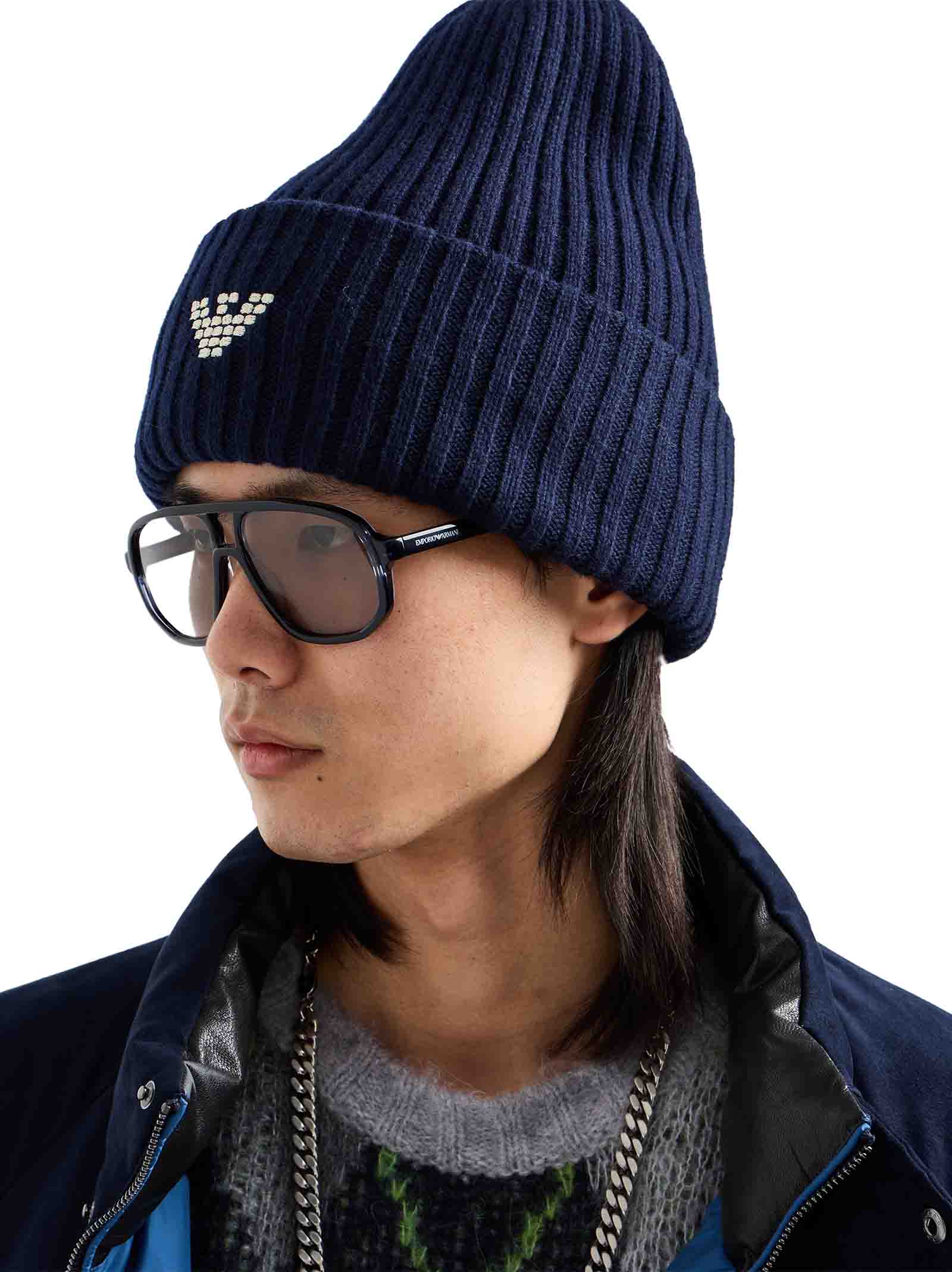 EMPORIO ARMANI Ribbed Beanie Hat for Men