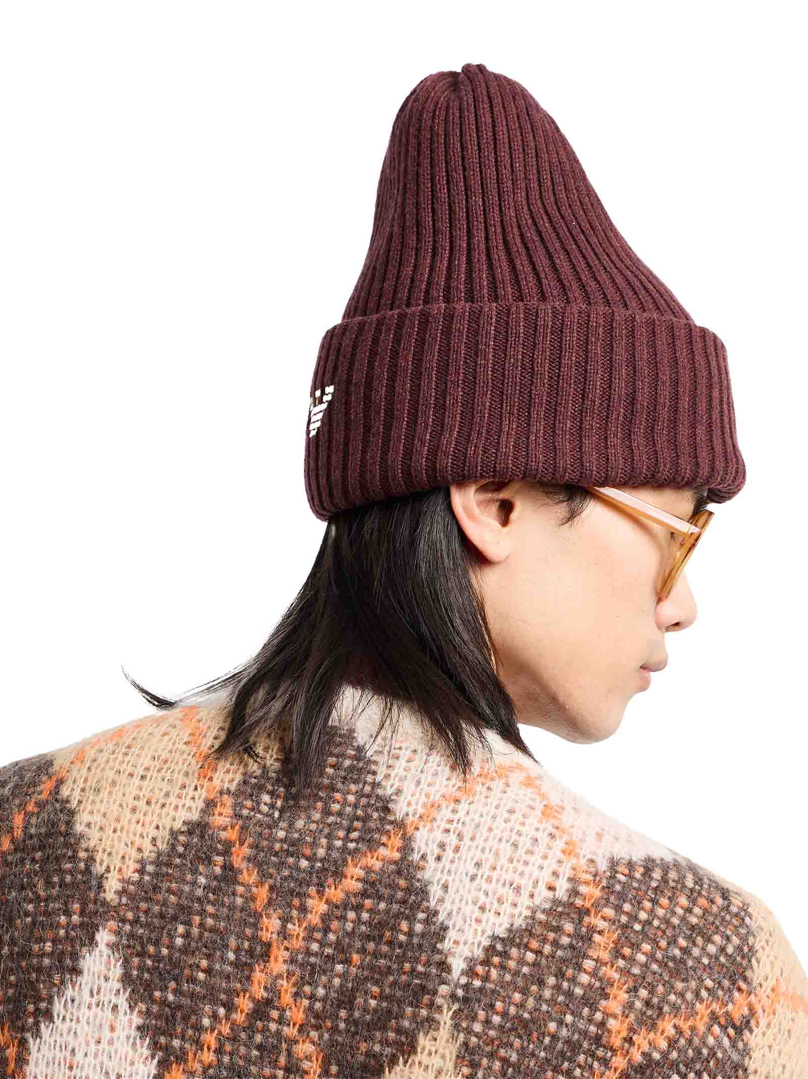 EMPORIO ARMANI Ribbed Wool Blend Beanie for Men