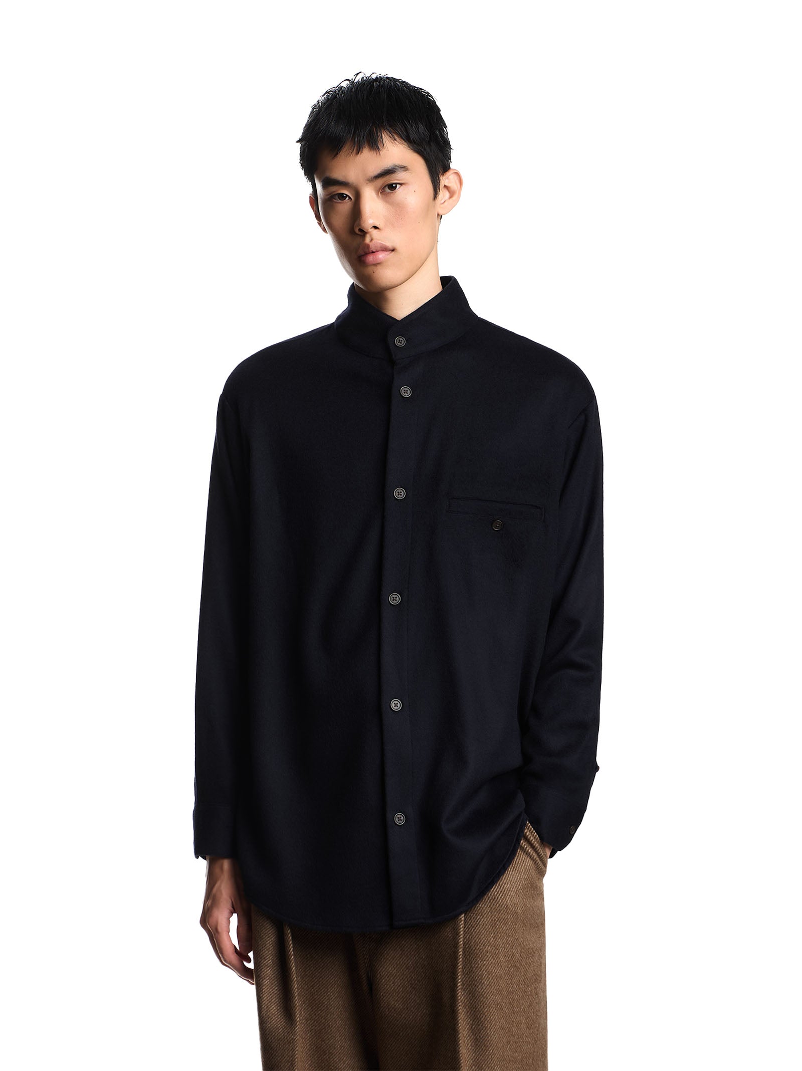 EMPORIO ARMANI Luxurious Overshirt with Guru Collar for Men