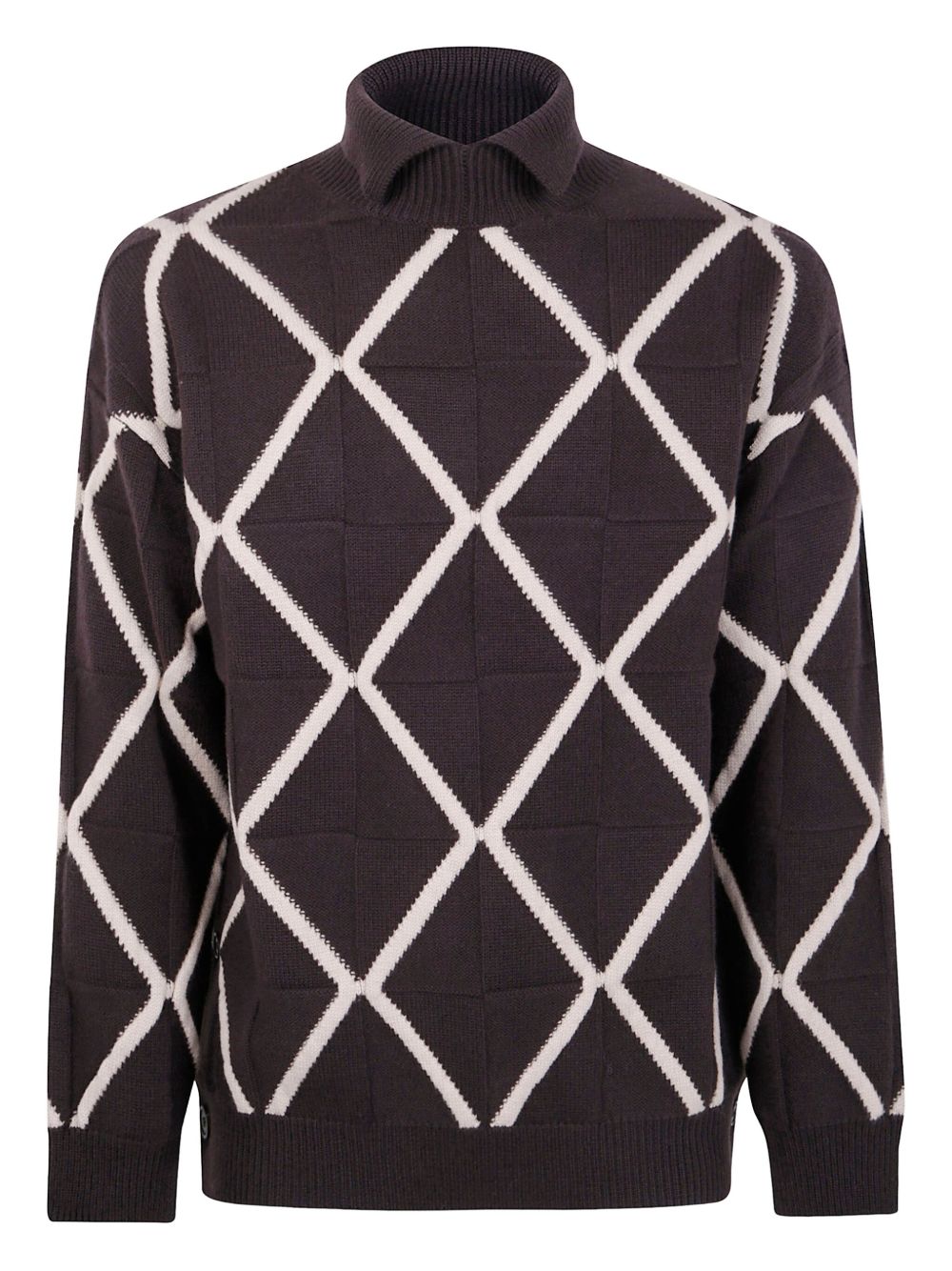 EMPORIO ARMANI Argyle Pattern Polo-Style Sweater for Men - FW25