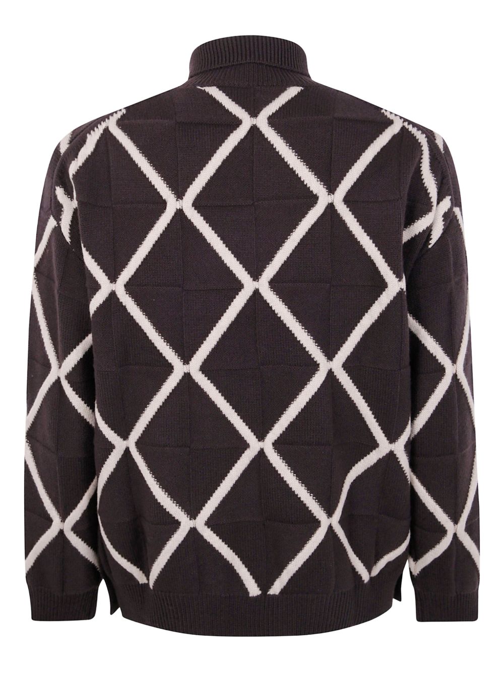EMPORIO ARMANI Argyle Pattern Polo-Style Sweater for Men - FW25