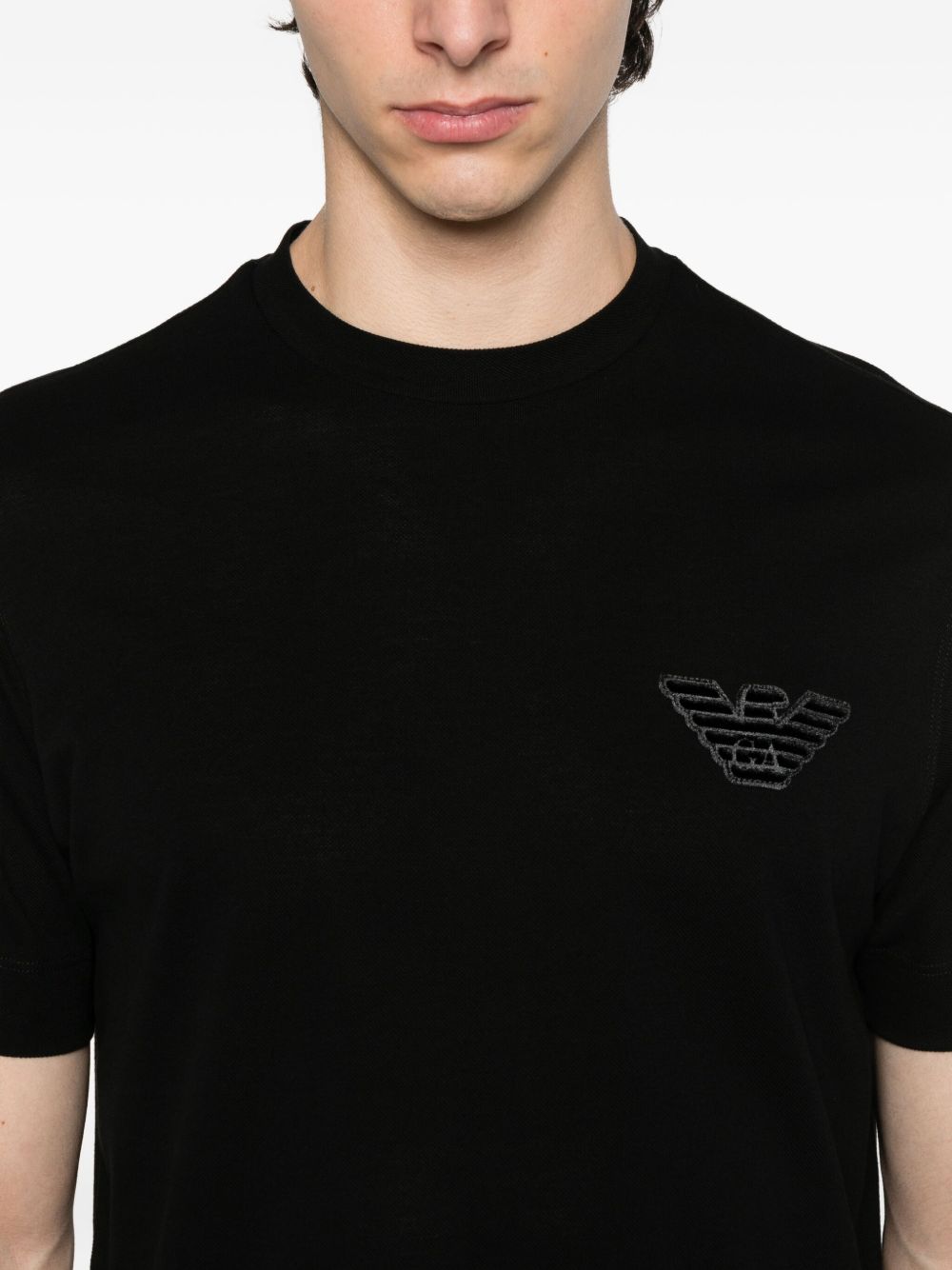 EMPORIO ARMANI Comfortable Crewneck T-Shirt with Eagle Patch - Men's FW25