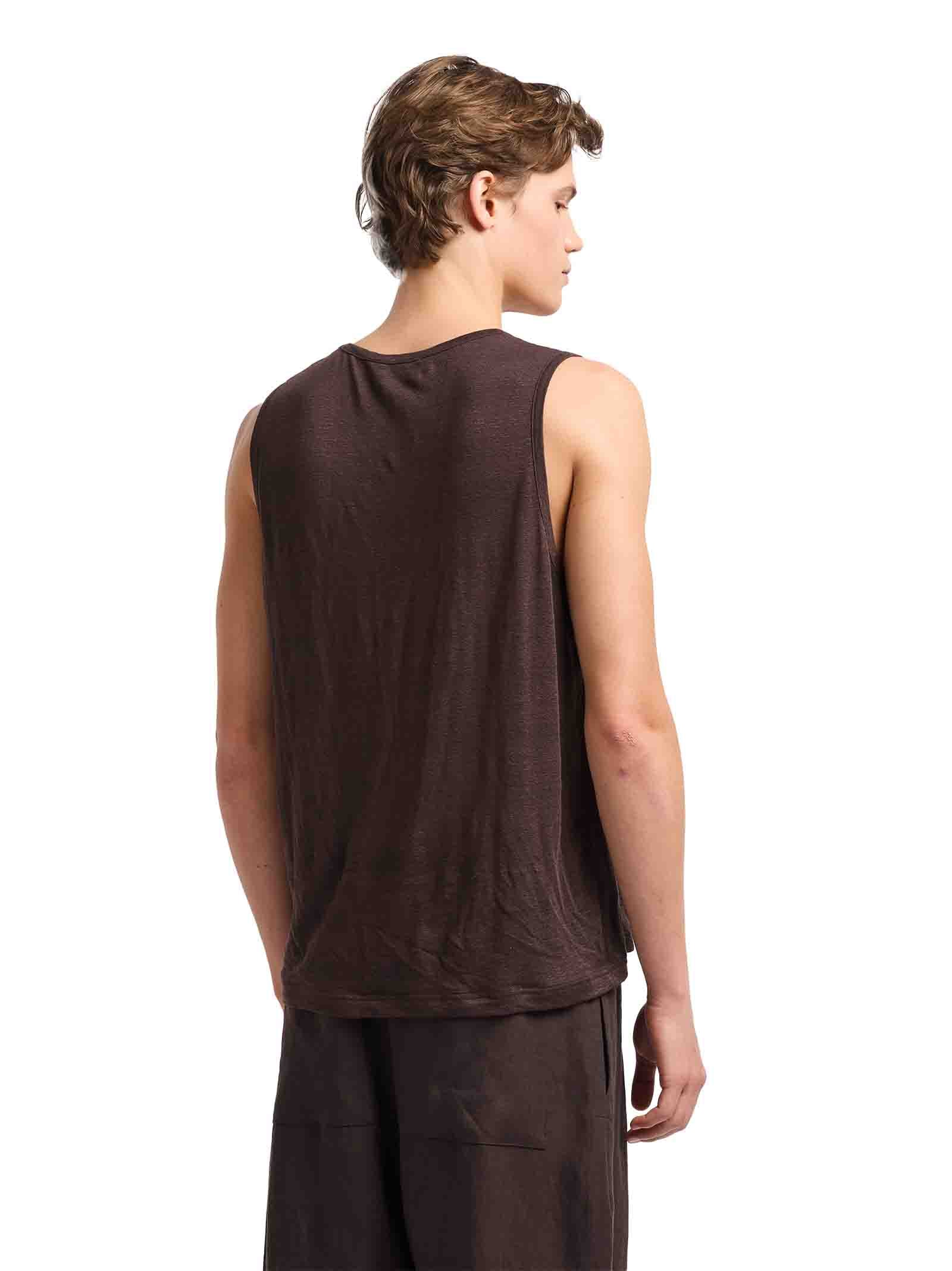 EMPORIO ARMANI Stretch Linen Crew Neck Tank Top for Men