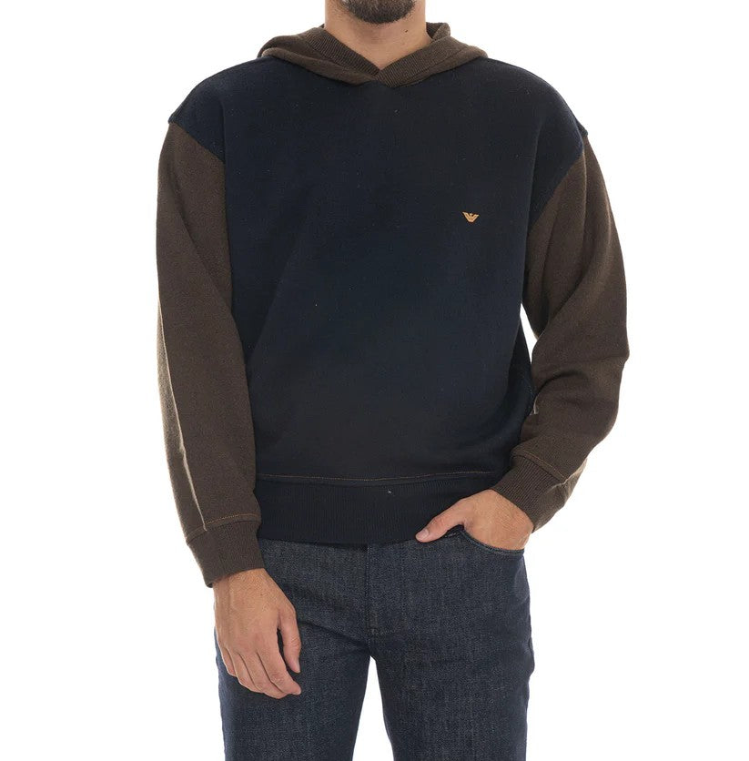 EMPORIO ARMANI Men's Two-Tone Hoodie Pullover - Relaxed Fit, 93 cm Chest